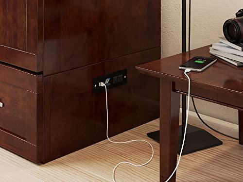 AFI AFI Hamilton Twin XL Murphy Bed Chest with Mattress, Storage, and Built-in Charger in Walnut