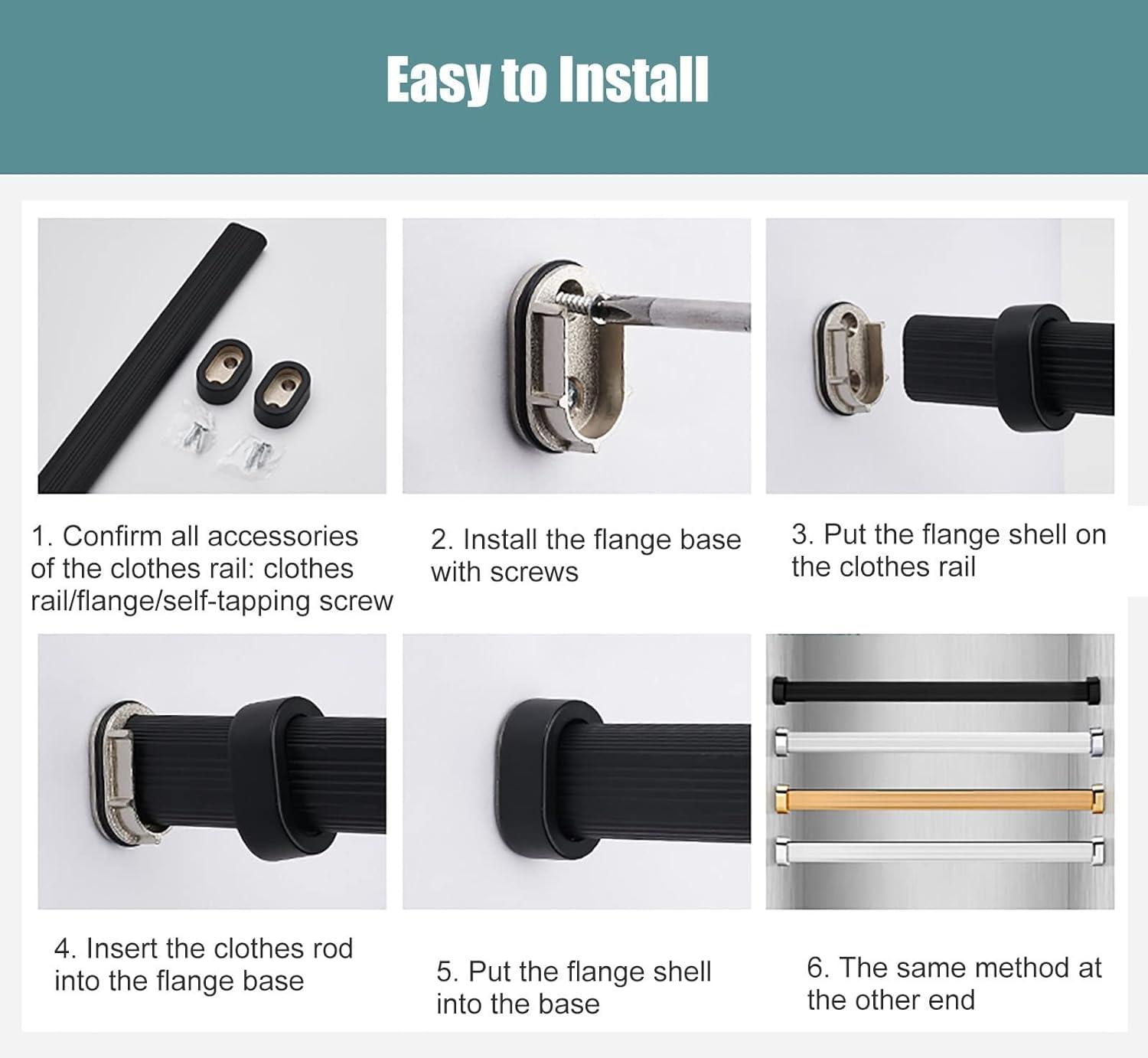 BYZOMU Oval Clothes Pole For Wardrobe Heavy Duty 160 150 140 160 120 110 100 90 80 70cm Long, Wall Mounted Metal Closet Rods Clothes Hanger With End Supports, Load 330lbs ( Color : Gold , Size : 33inch/83.8c