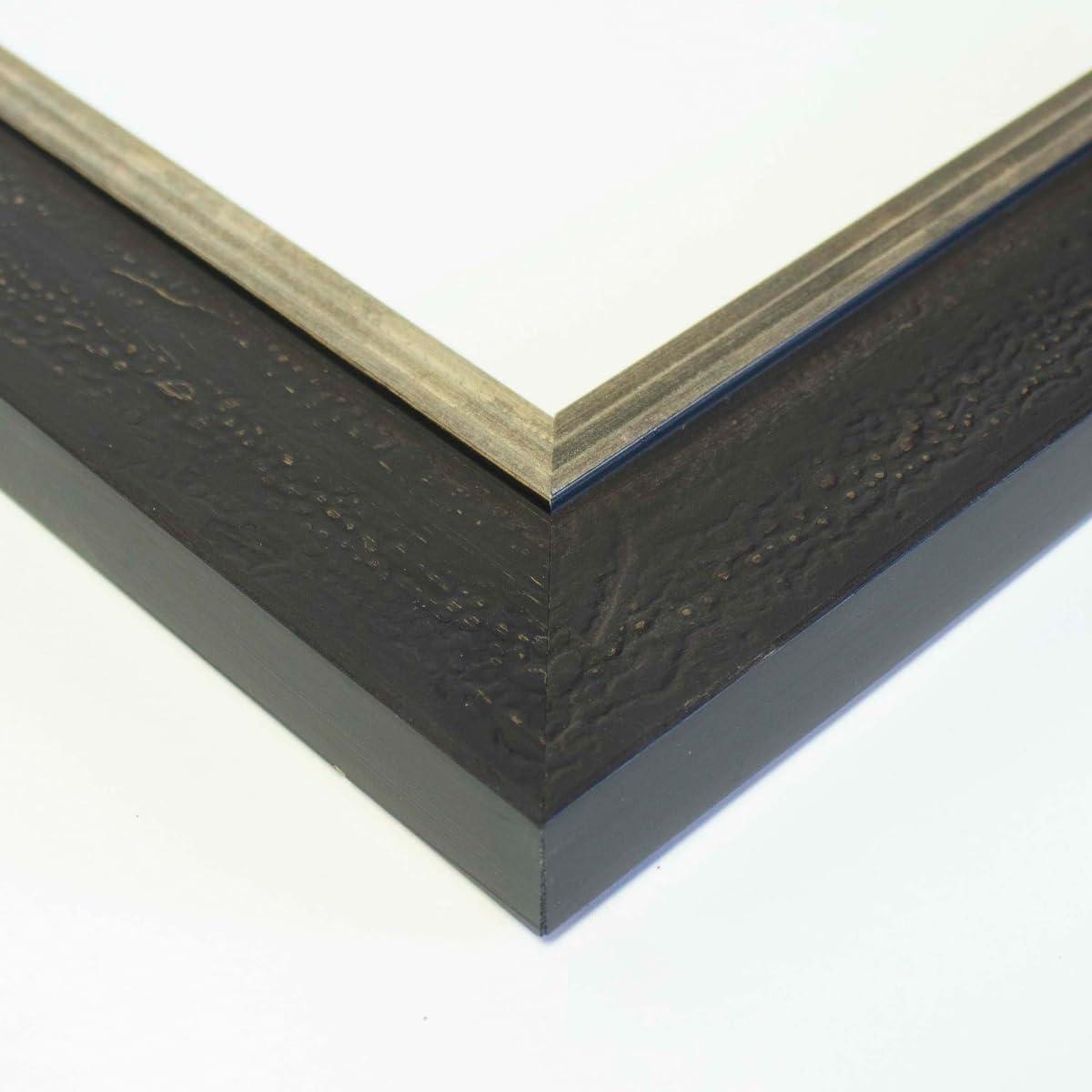 CustomPictureFrames.com 14x20 Frame Black & Gold Solid Wood Picture Frame Width 1.75 Inches | Interior Depth 0.5625 Inches | Nestor Traditional Photo Frame Complete with UV Acrylic, Foam Board Backing & Hanging Hardware