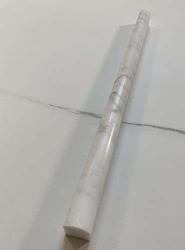 Stone Center Online Stone Center Online Carrara White Marble 5/8x12 Pencil Liner Trim Molding Polished Kitchen Bath Wall Floor Backsplash Shower (1 Piece)