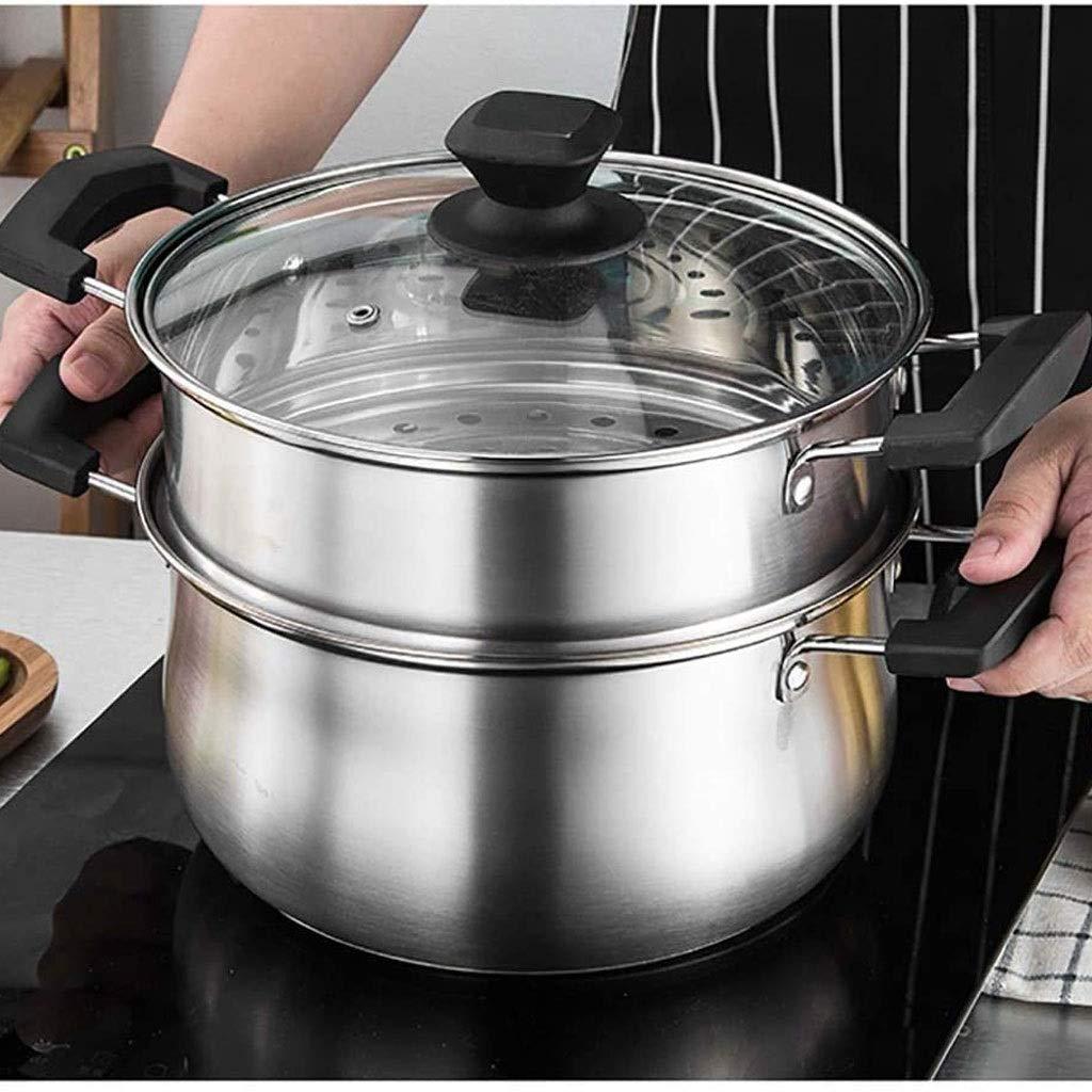 REJOON REJOON Stainless Steel Steamer Stock Pot and Steamer with Stainless Steel Lid,Stock Pot Set,2 Tier Steamer Pot,Vegetable Steam Insert Pans Set