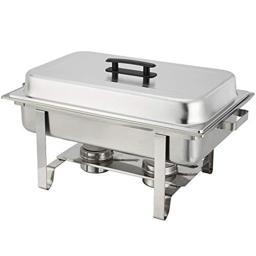 Tiger Chef TigerChef Chafing Dish Buffet Set - Chaffing Dishes Stainless Steel - 3 Sets of Chafers and Buffet Warmer Sets: 6 Chafing Gels, 3 Slotted Spoons and Foldable Frame - Food Warmers for Parties Buffets
