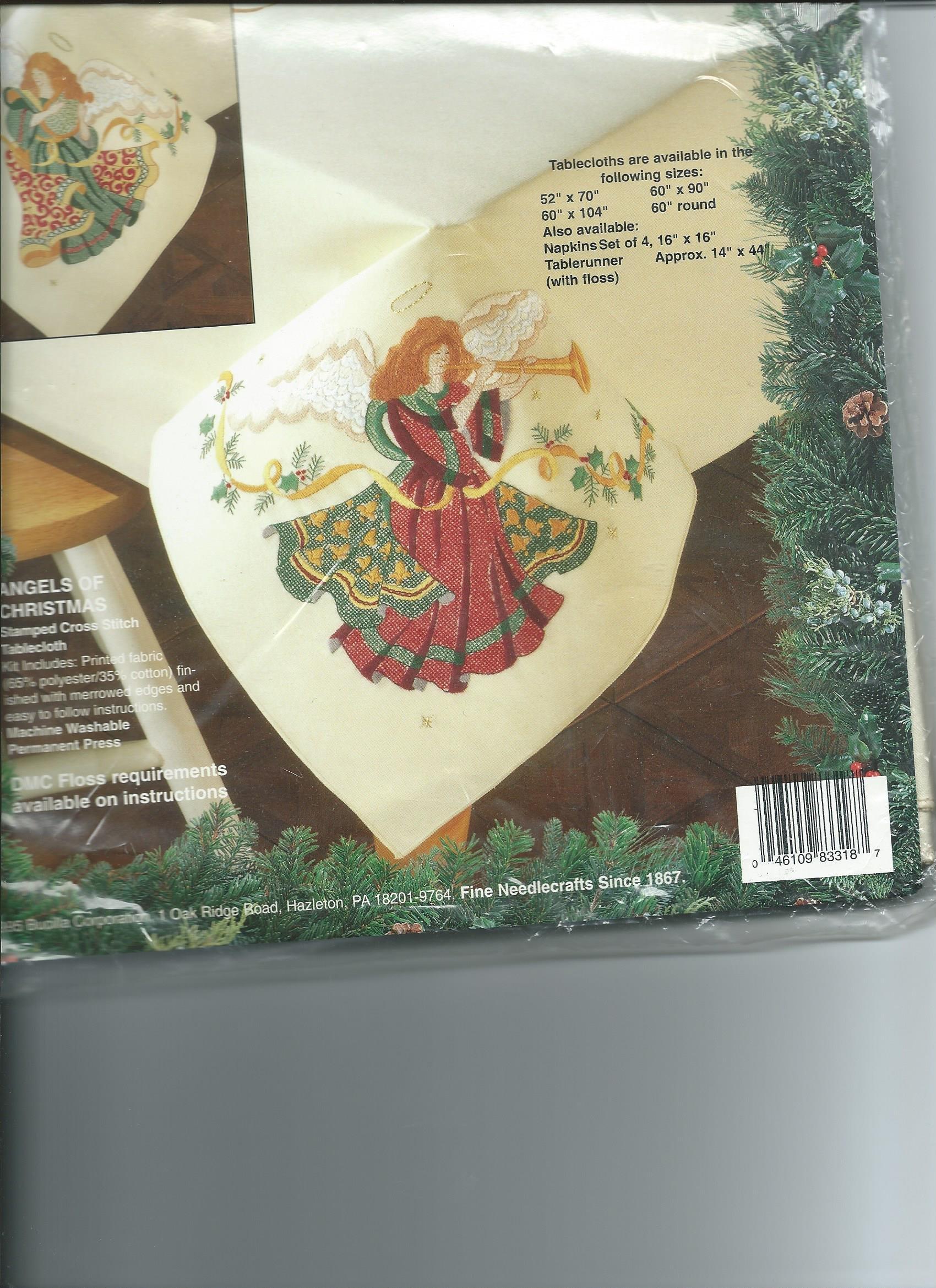 Bucilla Bucilla \"ANGELS OF CHRISTMAS\" Stamped Cross Stitch Tablecloth--60\" Round