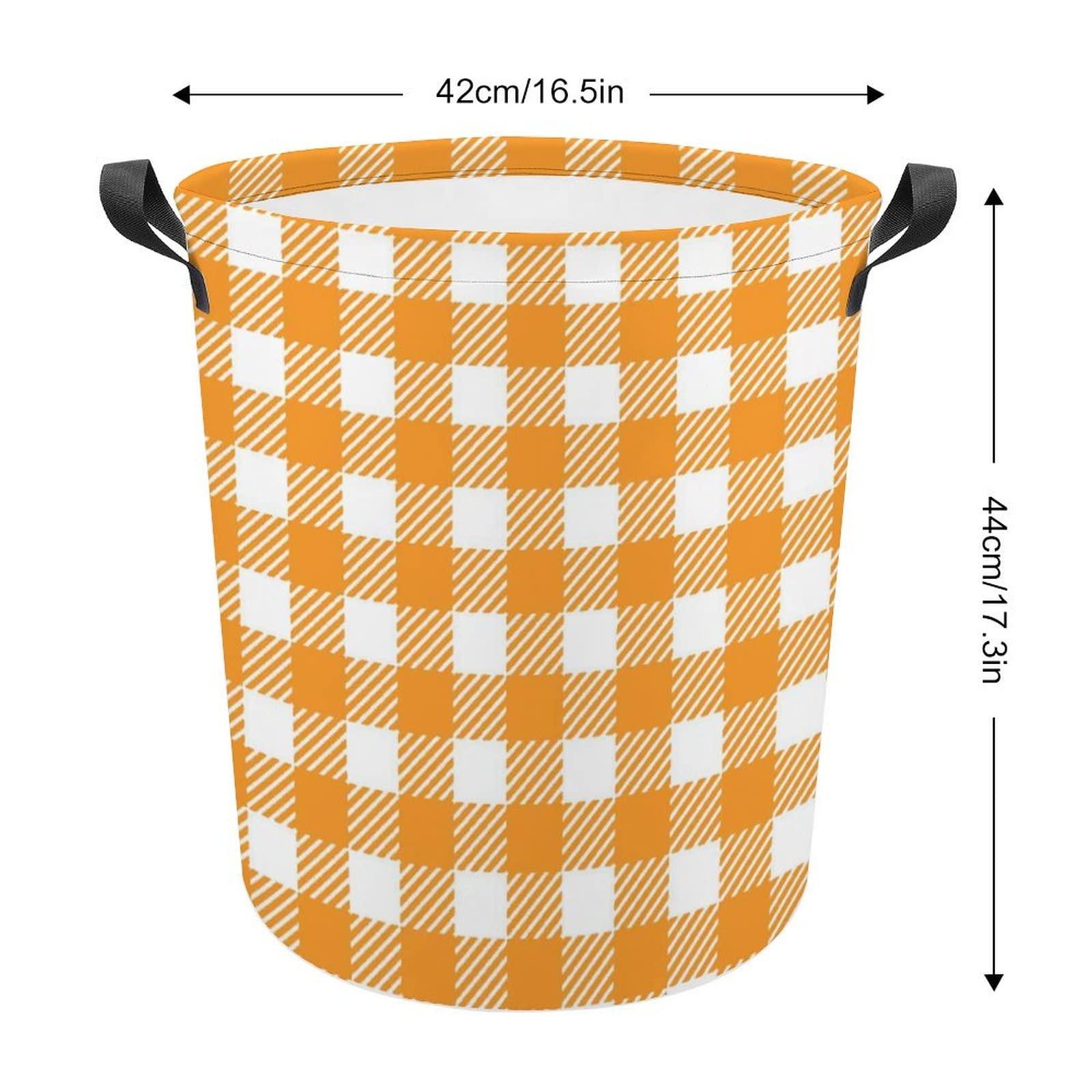 Alioyoit Clothes Hamper Laundry Basket Buffalo Plaid Yellow Collapsible Laundry Hamper with Extended Handles Washing Bin for Laundry Room Bedroom Storage Basket for Clothes Towels Toys