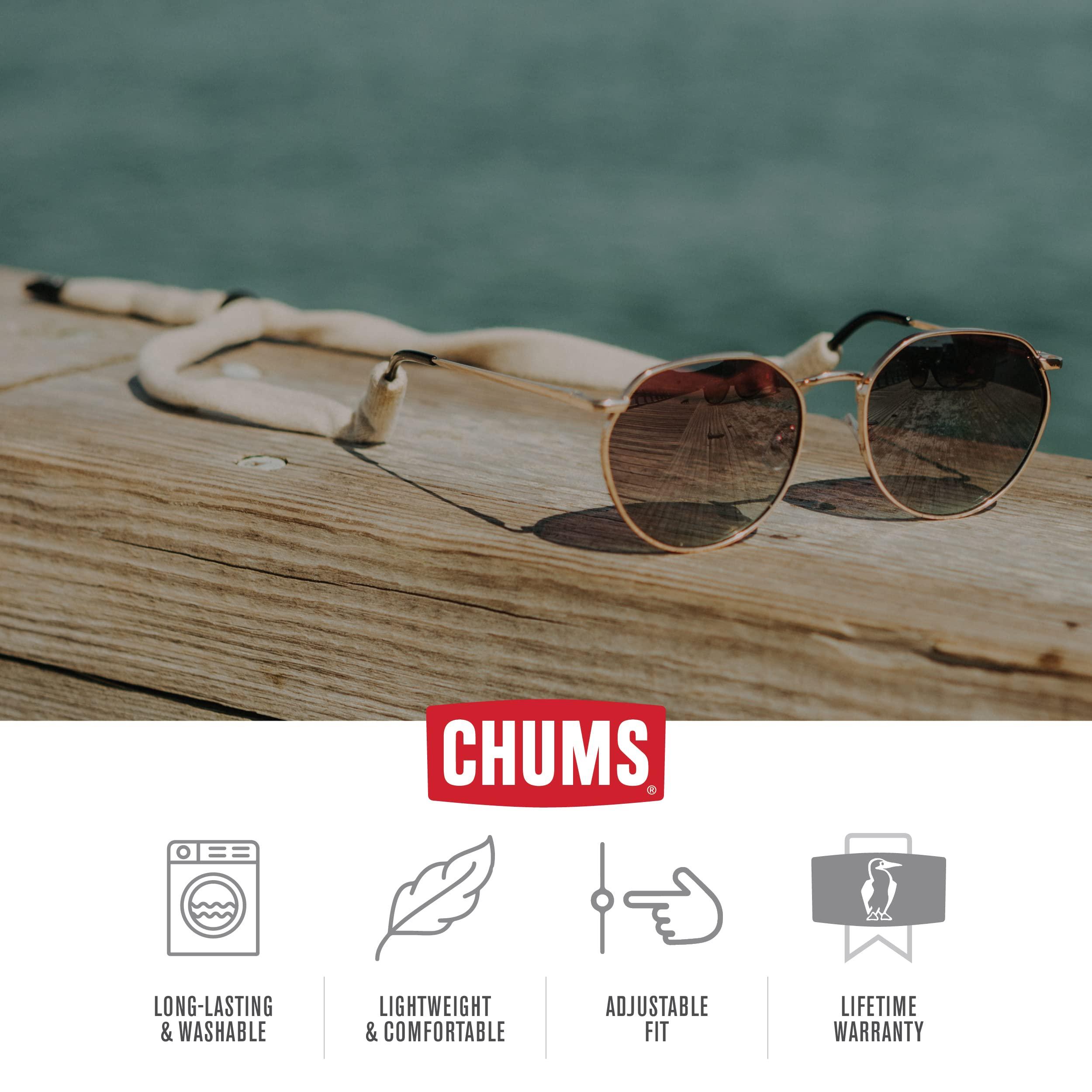 Chums Chums Original Large Frame Cotton Retainer - Unisex Eyewear Keeper for Sunglasses & Glasses - Adjustable Fit, Washable & Made in USA (Large-End, Black)