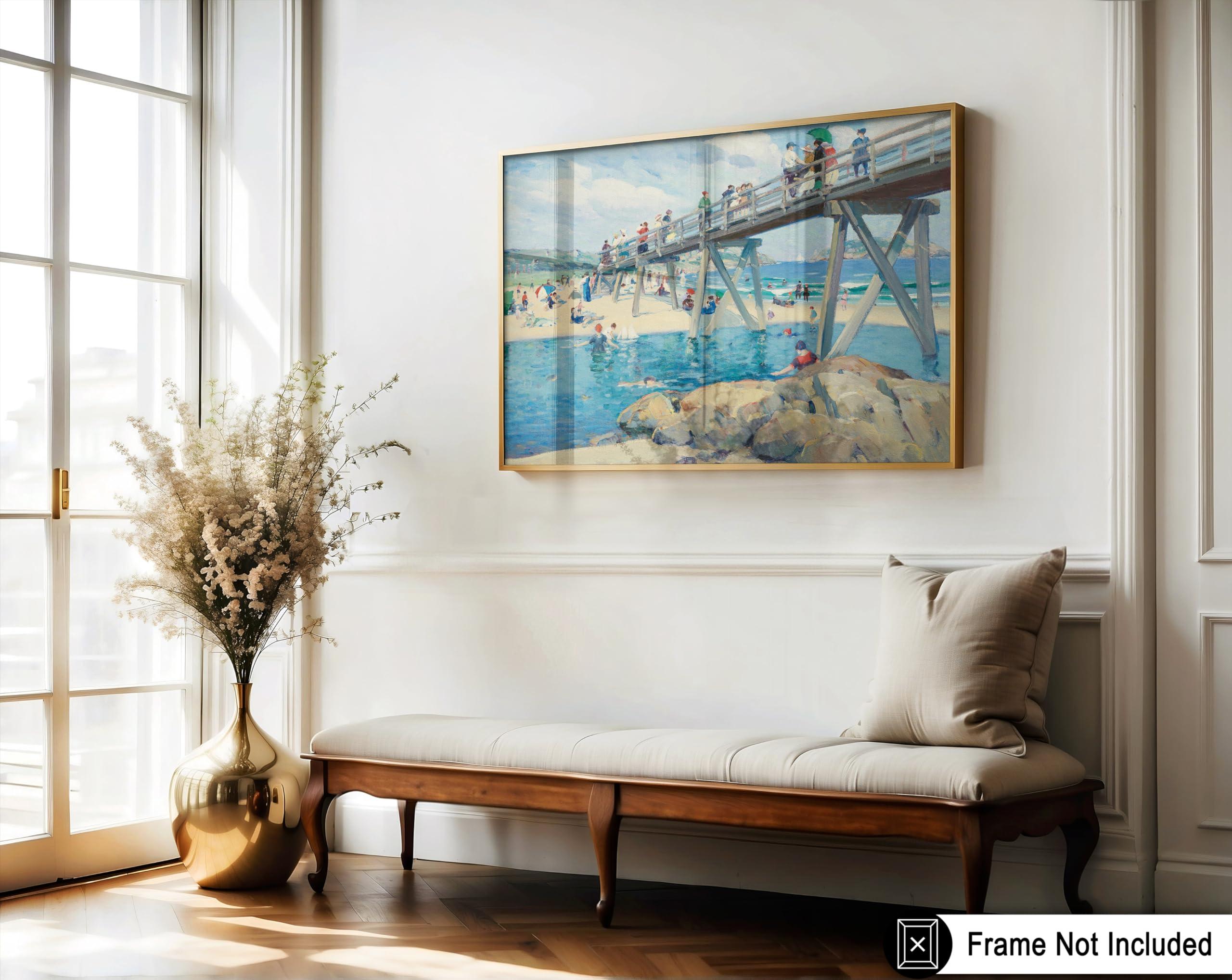 Poster Master Poster Master Vintage Beach Poster - Retro Good Harbor Beach Print - Massachusetts Art - Cool Travel Gift for Her, Him - Wall Decor for Bedroom, Bathroom, Lake or Beach House - 8x10 UNFRAMED Wall Art