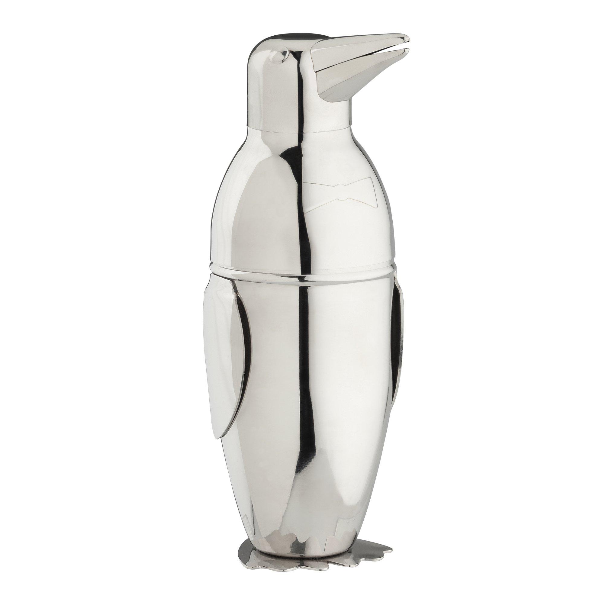 HIC Kitchen HIC Bar Penguin Cocktail Shaker, 18/8 Stainless Steel, Mirror Finish, 3-Piece Set, Holds 18-Ounces