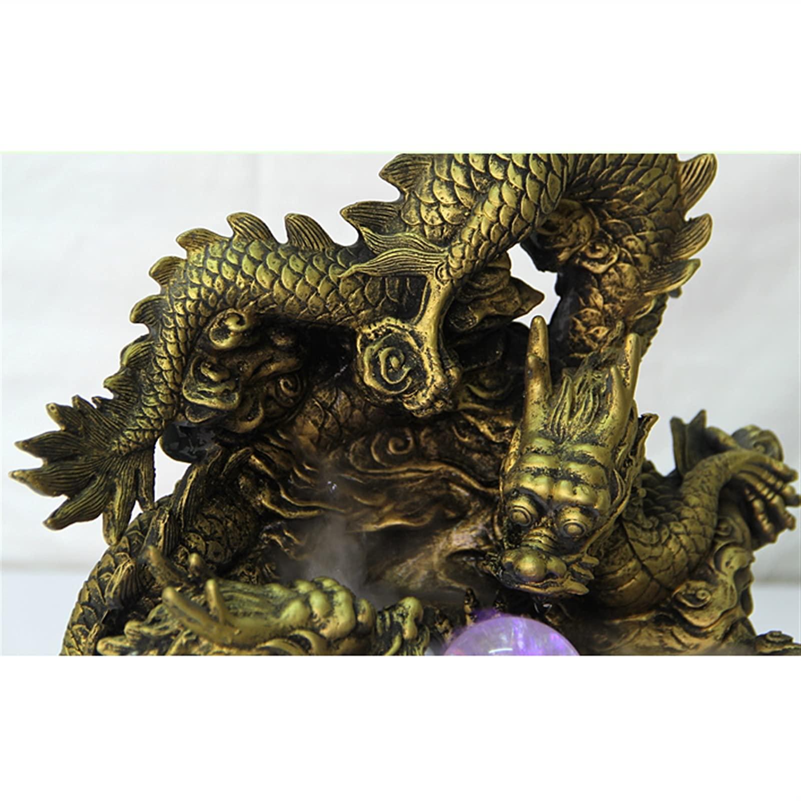 SUNESA SUNESA Tabletop Fountains Desktop Waterfall Fountain Double Dragon Play Bead Water Fountain - Chinese Style Desktop Fountain for Home Office Landscape Decor Desktop Fountain