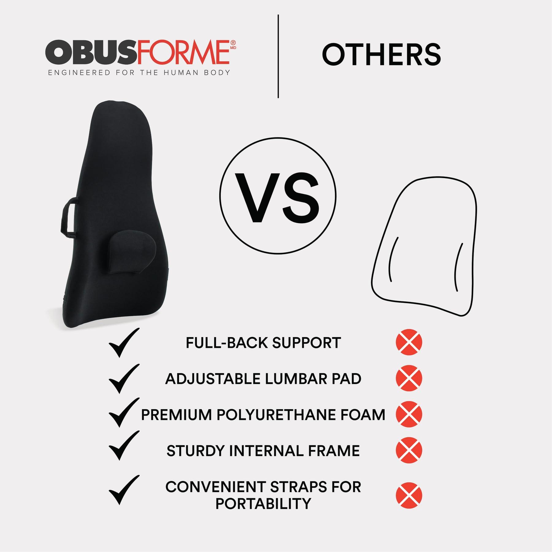 ObusForme ObusForme Highback Backrest Support - Extra Tall Padded Seat Cushion and Lumbar Support Pillow, Portable Posture Support with Soft and Durable Foam
