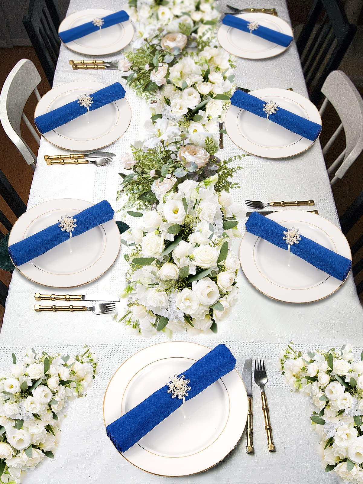 ANPHSIN Christmas Napkin Rings- Set of 6 Snowflake with Pearl Napkin Holder Rings Silver Xmas Napkin Buckle for Christmas Holiday Party Dinner Wedding Banquet Dinning Table Settings Decoration