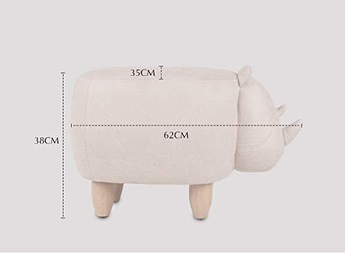 XMZFQ XMZFQ Animal Footstool PU Leather Upholstered Ottoman, Cute Rhinoceros Foot Rest Stool Pouffe Chair,Solid Wood Support Footstool,Brown