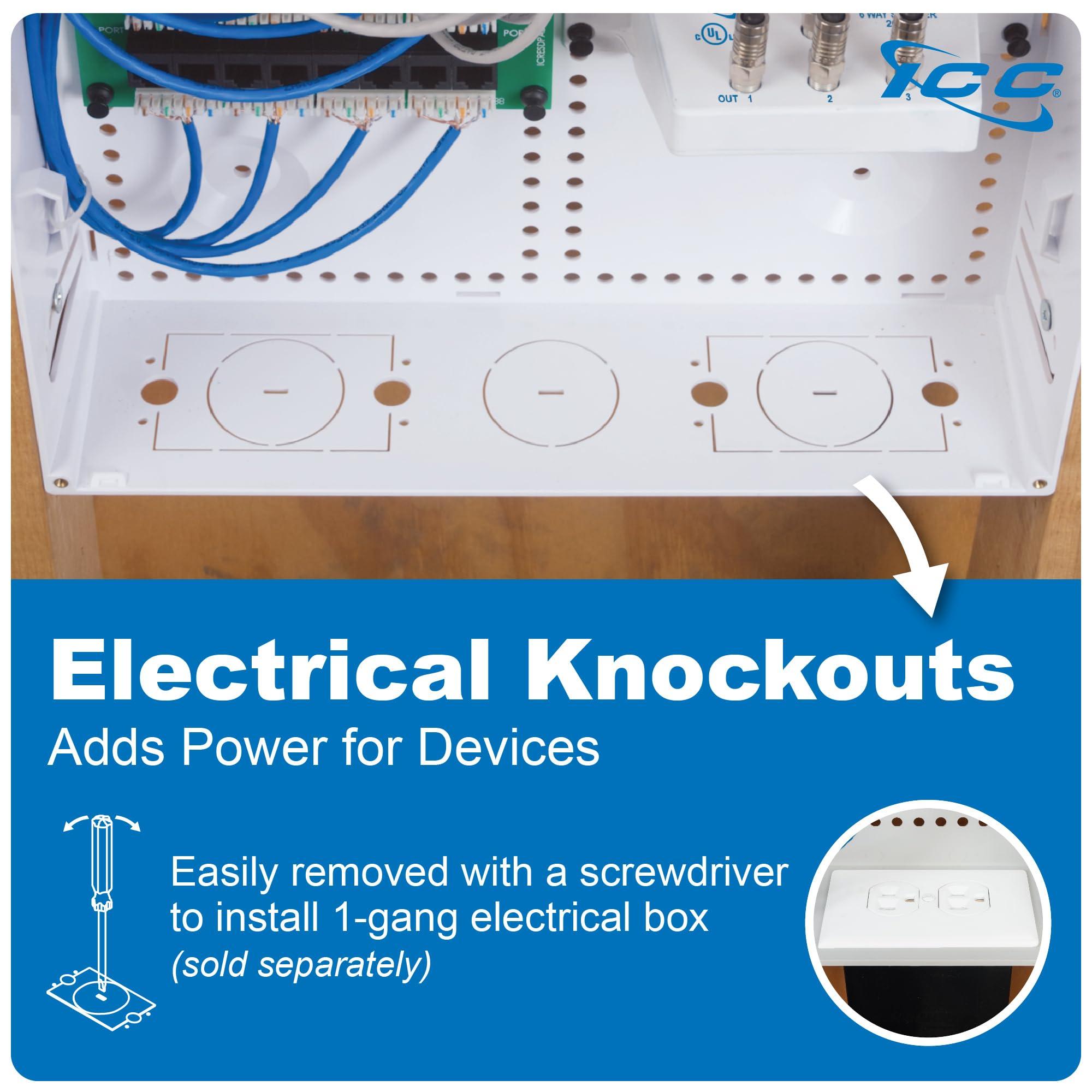 ICC ICC 14 Plastic Structured Wiring Enclosure, Media Enclosure with Cable Wall Cover, Cable Management Box for Distribution of Networking Services, UL Listed TAA Compliant, ICRESDP14E