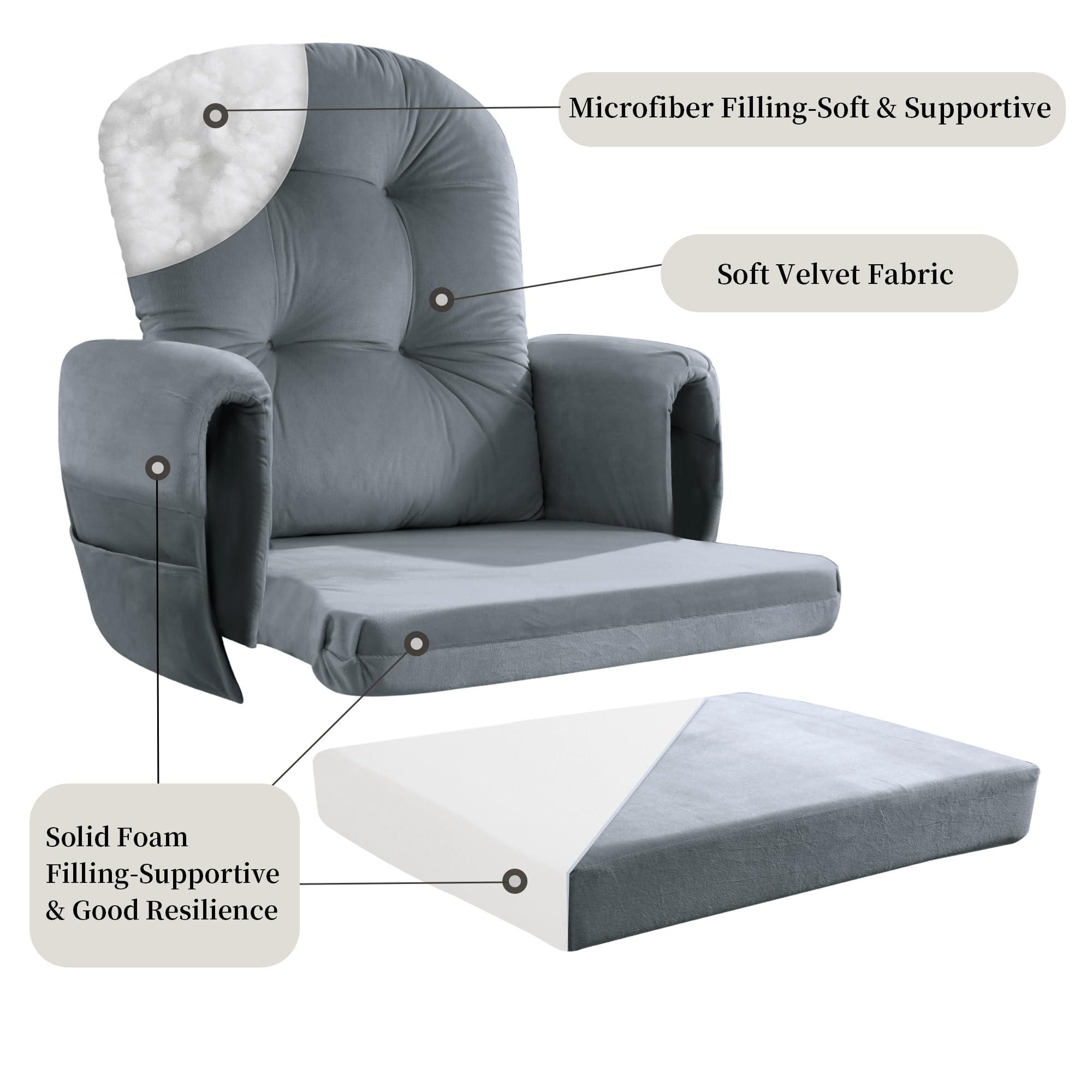 HOMBYS HOMBYS Glider Rocker Replacement Cushions 5 PCS with Storage Side Pocket, Velvet Fabric, Foam & Microfiber Filling, Non-slip & Washable,Thickened & Supportive, Designed for Glider Rocking Chair