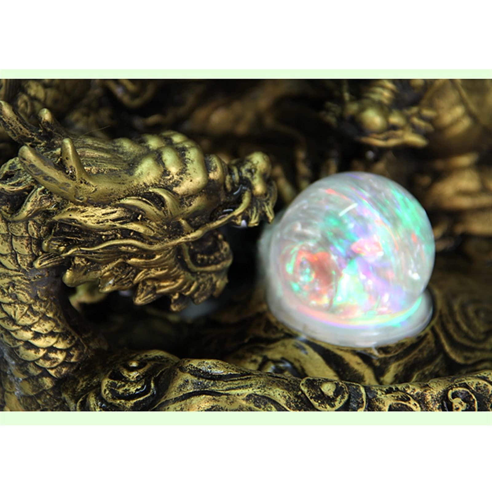 SUNESA SUNESA Tabletop Fountains Desktop Waterfall Fountain Double Dragon Play Bead Water Fountain - Chinese Style Desktop Fountain for Home Office Landscape Decor Desktop Fountain