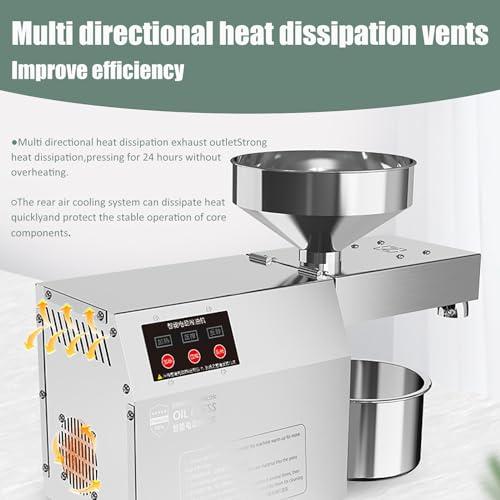Fablestoryem Electric Oil Press Machine,Cold Hot Press All Stainless Steel Oil Extractor,820W Food Grade Automatic Oil Extractor for Commercial Home,Peanut Sesame Canola Coconut Sunflower Seeds,110V
