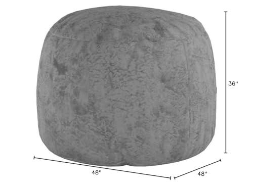 CordaRoy\'s CordaRoy\'s Faux Fur Bean Bag Chair, Convertible Chair Folds from Bean Bag to Lounger, As Seen on Shark Tank, Grey - Queen Size