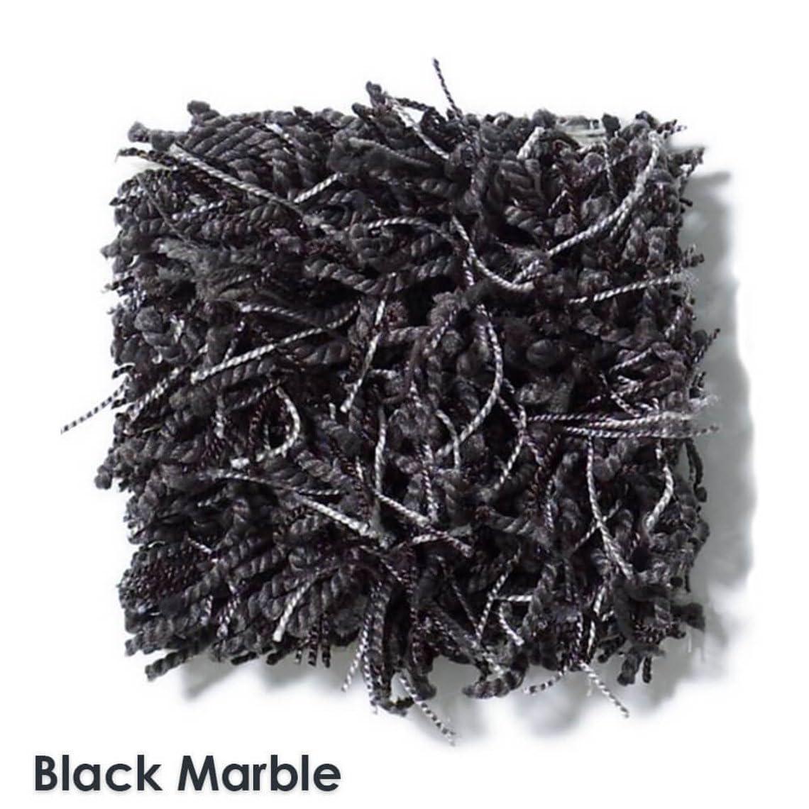 KOECKRITZ KOECKRITZ Half Round 7'X3'6" Black Marble Shaggy Indoor Area Rug - Shaggy Carpet with Premium Bound Polyester Edges.