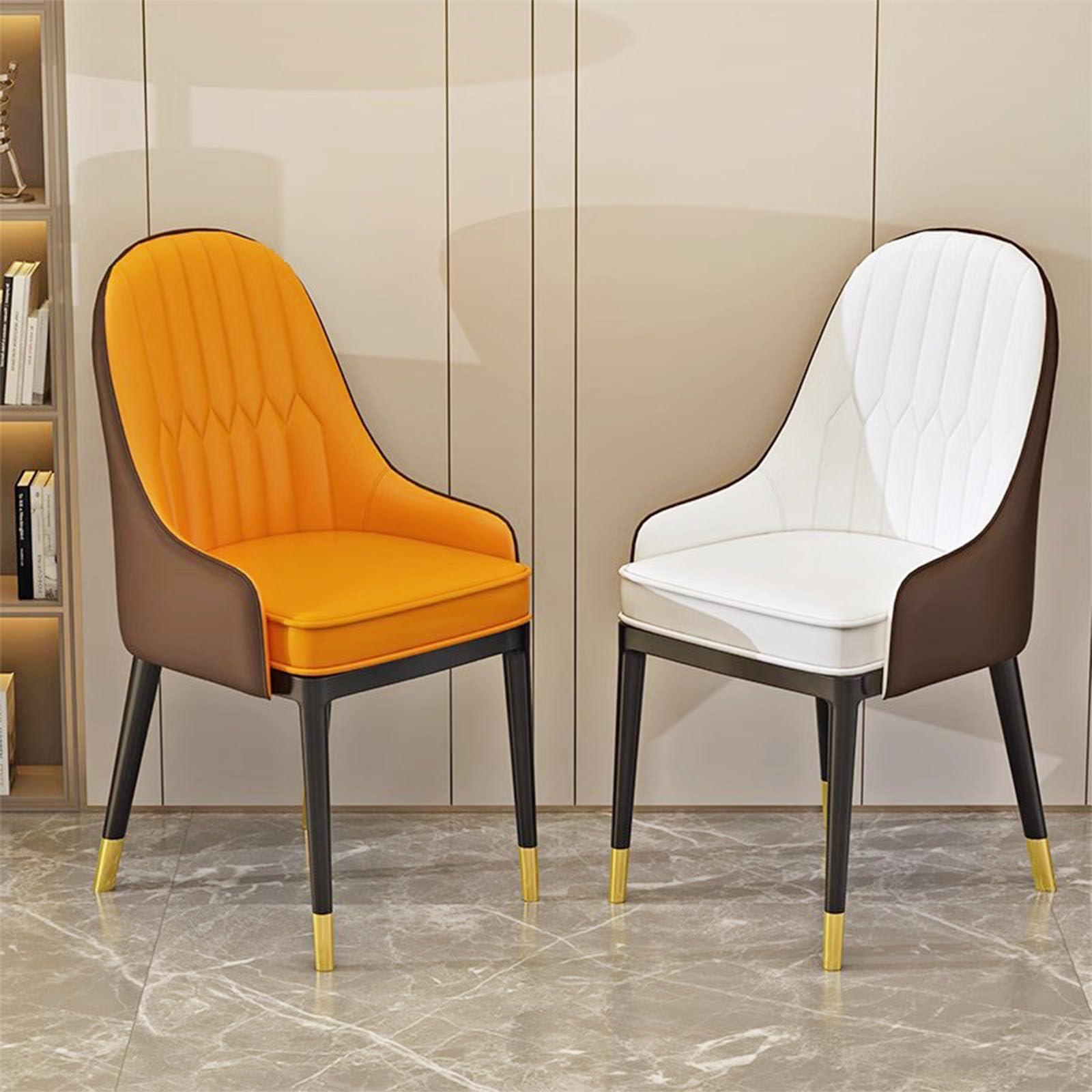 Meedlopia Chairs Dining Chair Set of 4 with Open Back Velvet Dining Chairs Faux Leather Upholstered Chair Mid Century Modern Dining Chairs Dining Living Room Chairs with Gold Metal Legs, Luxury Dining Chairs