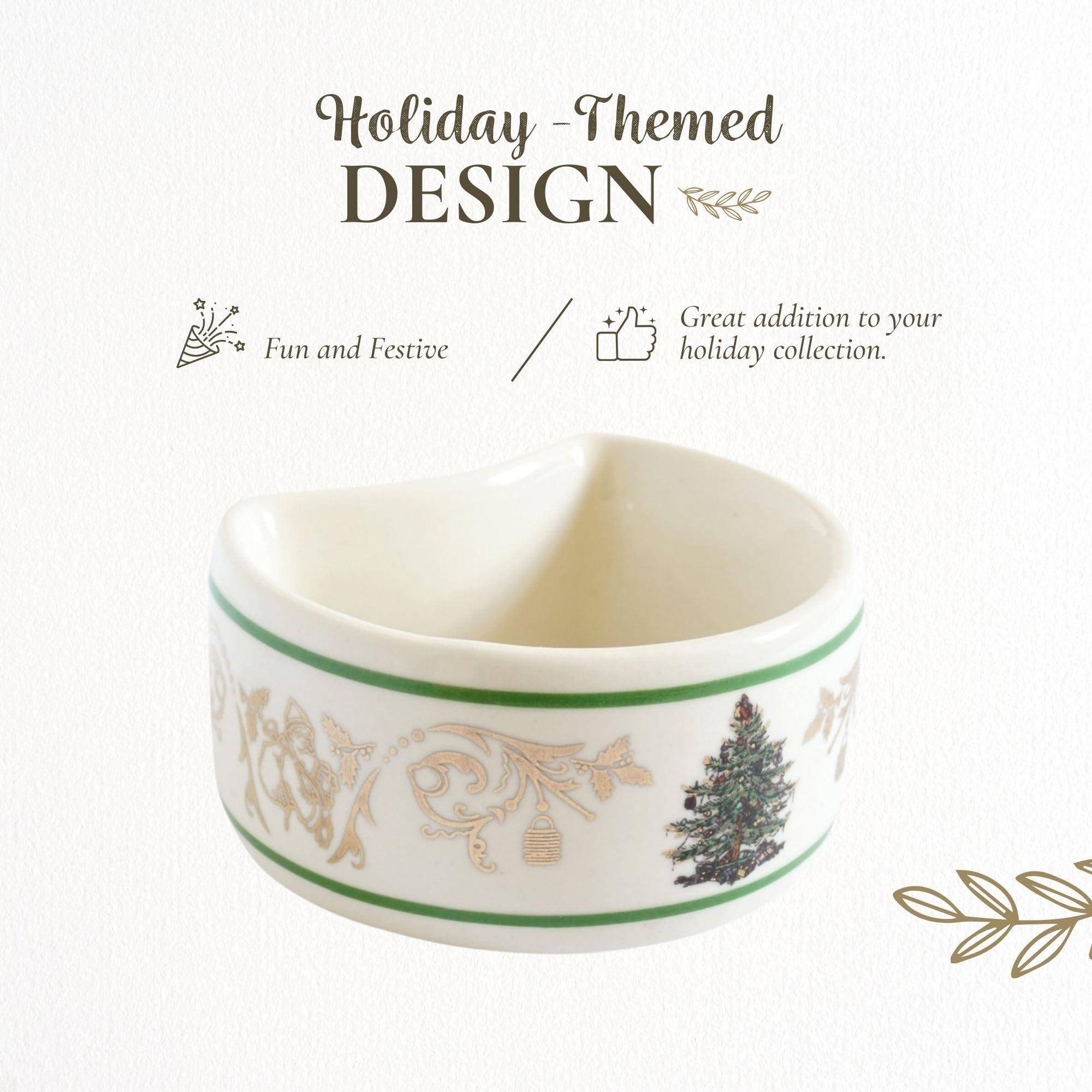 Spode Spode Christmas Tree Gold 2.75\" Napkin Ring (Set of 4) - Elegant 22K Gold Accented Holiday Napkin Rings, Fine Porcelain Christmas Table Setting Dcor - Ideal for Holiday Dinnerware & Festive Gifting