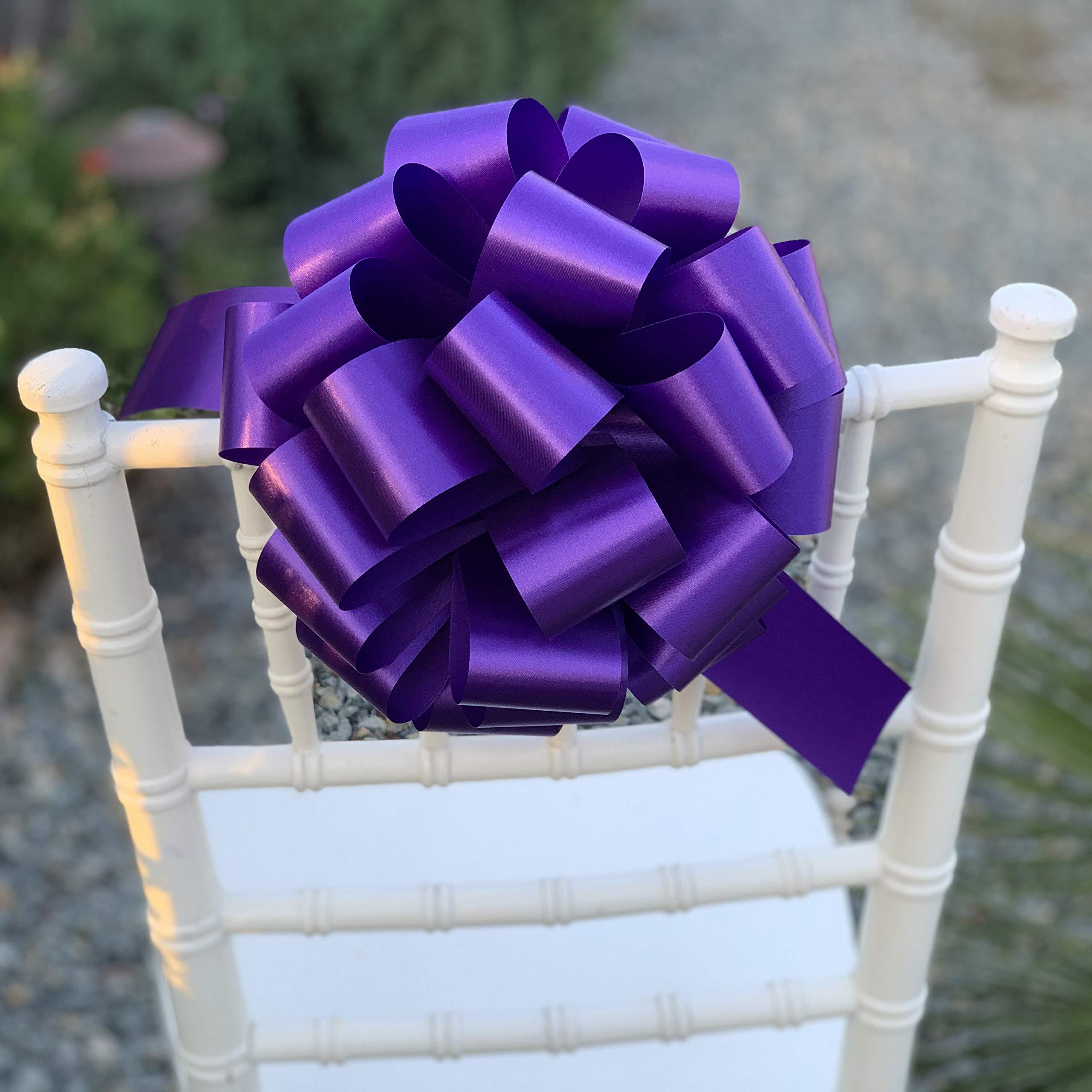 GiftWrap Etc. Large Purple Ribbon Pull Bows - 9\" Wide, Set of 6, Valentine\'s Day, Mardi Gras, Easter, Spring, Big Bows for Gifts, Gift Basket, Cancer Awareness, Birthday, Fundraiser, Christmas