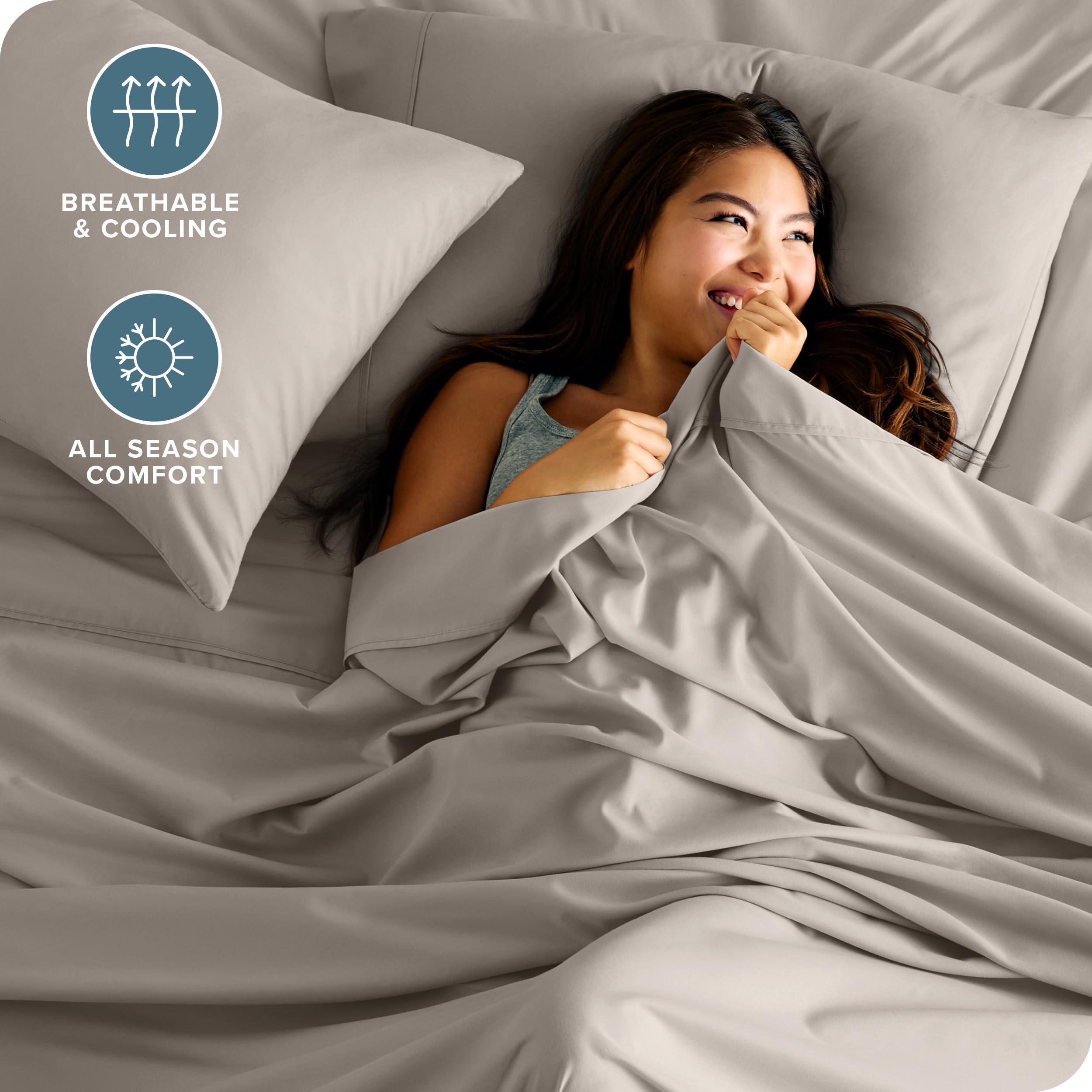 Bare Home Bare Home California King Sheet Set - 1800 Ultra-Soft Microfiber Cal King Bed Sheets - Double Brushed - Deep Pockets - Easy Fit - 4 Piece Set - Bed Sheets (California King, Khaki)