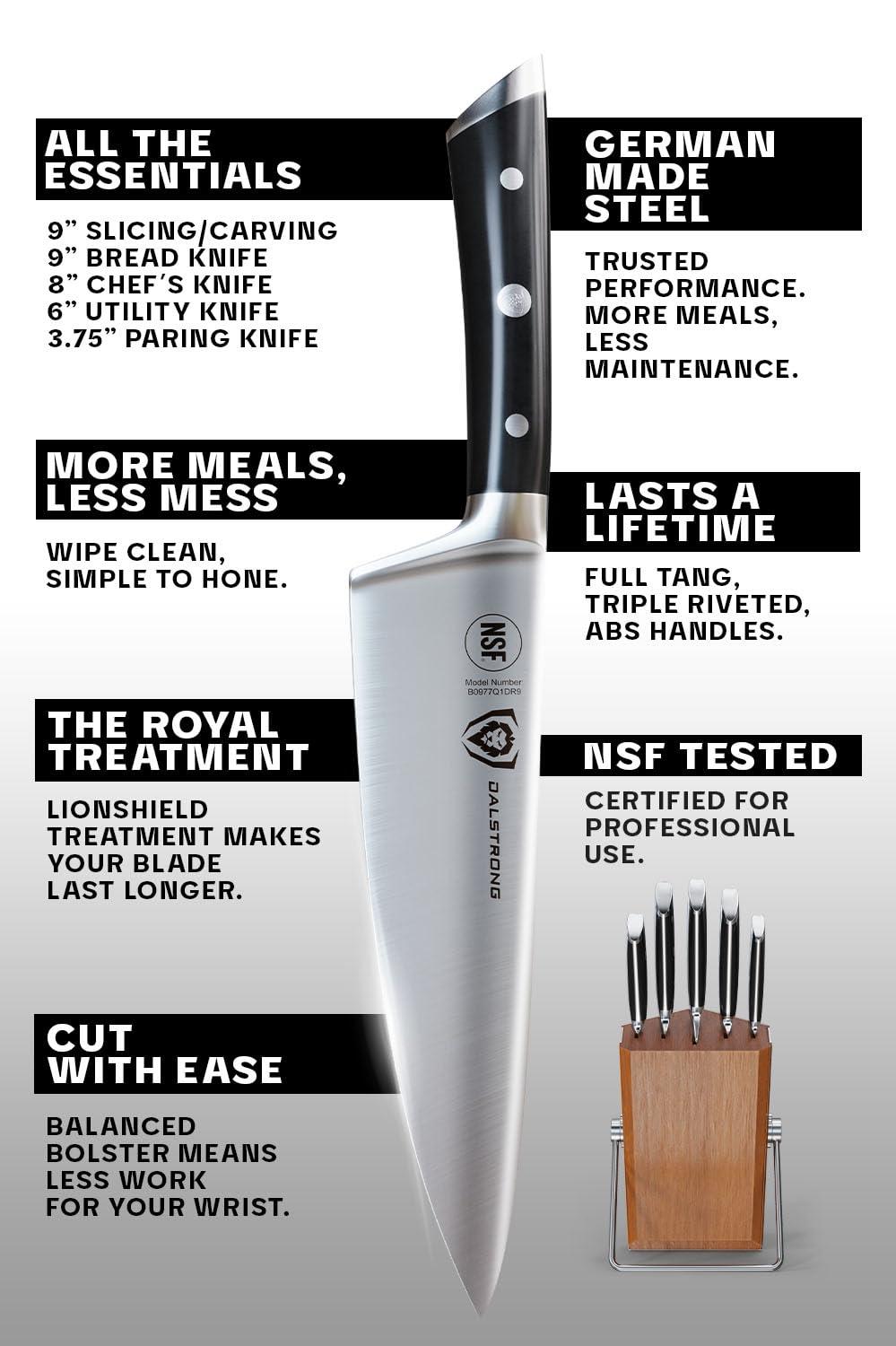 Dalstrong Dalstrong Knife Block Set - 5 Piece - Gladiator Series - with Modular, Multi-Level Block - German High Carbon Steel - Premium ABS Black Handles - NSF Certified