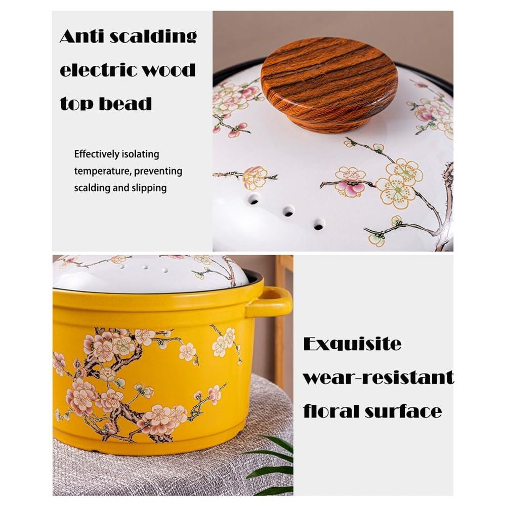 YIORYO YIORYO Casserole Clay Pot Ceramic Bowls with Lid Heat-Resistant Cooking Nonstick Stock Pot Soup Pot Cookware Stovetop Easy To Clean (Size : Green), xingxingdiandeng1