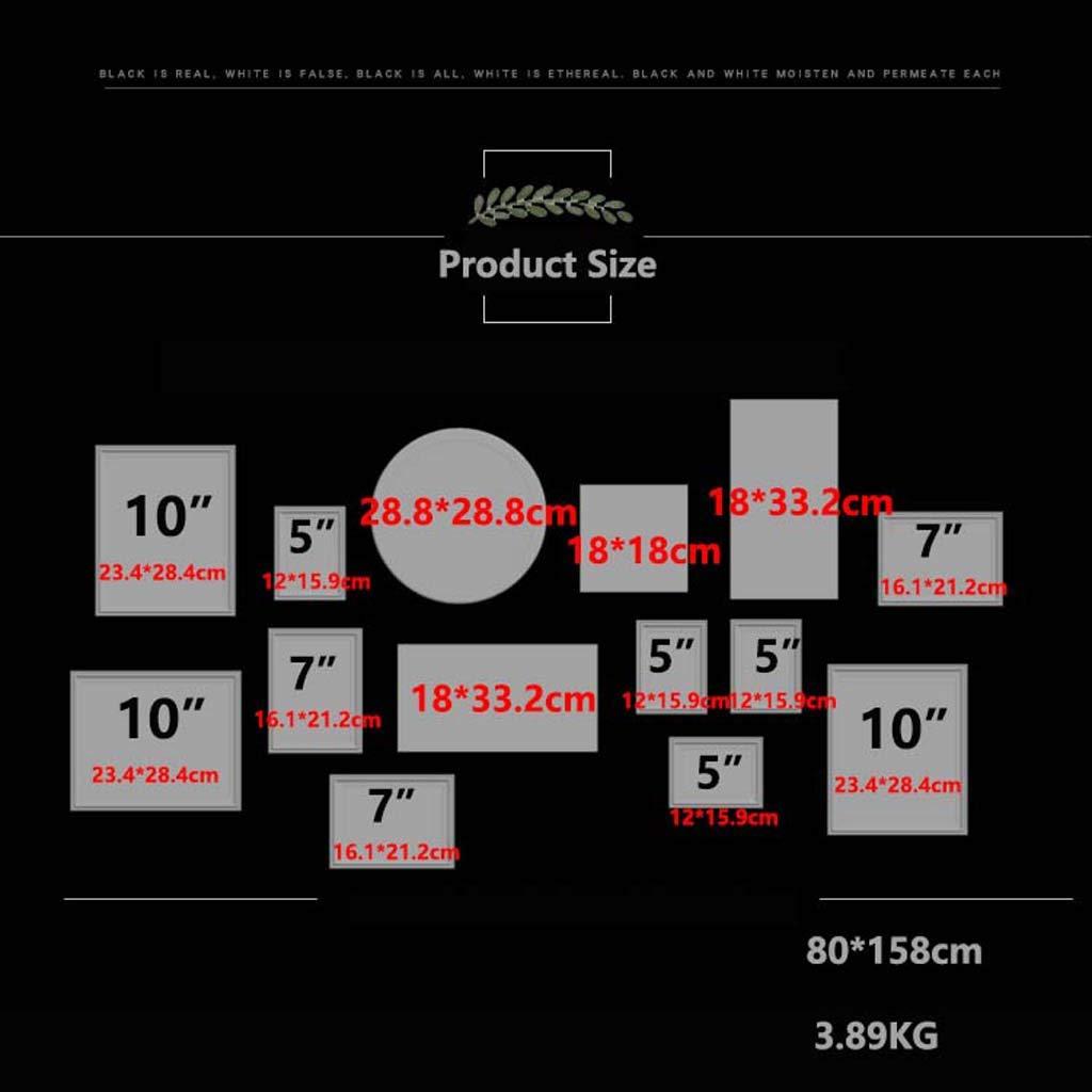 Z-Photo frame wall 14 Pack Picture Frames Collage Photo Frames Wall Gallery Kit for Wall and Home, Four 5 in, Three 7 in, Three 10 in, Two Strips, one Square, one Round