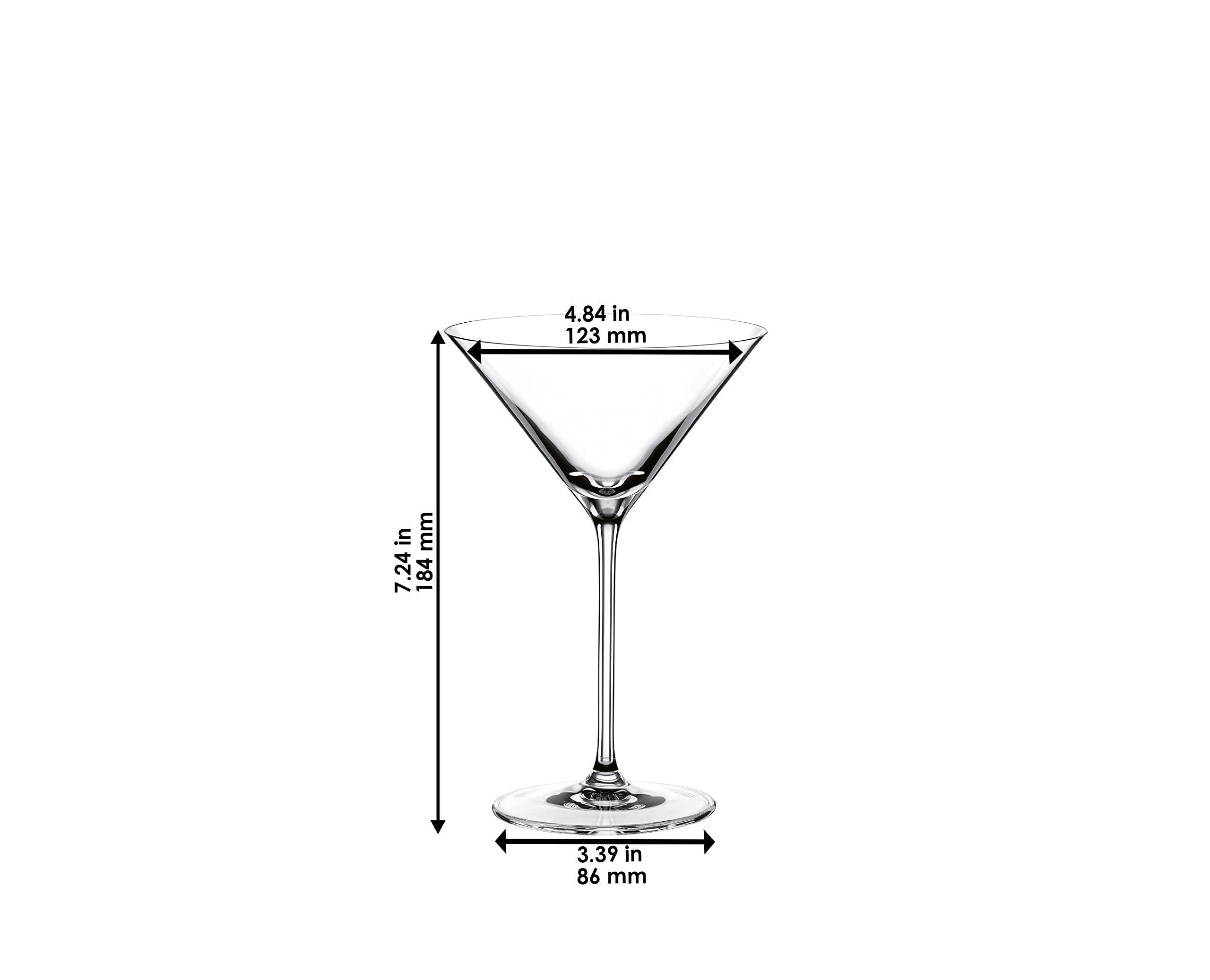 Riedel Riedel Vinum XL Martini Glasses (set of 2), Precision Blown Crystal Martini Glasses with Stem - Elegant Cocktail Glasses for Bar, 9.5oz, Machine Washable