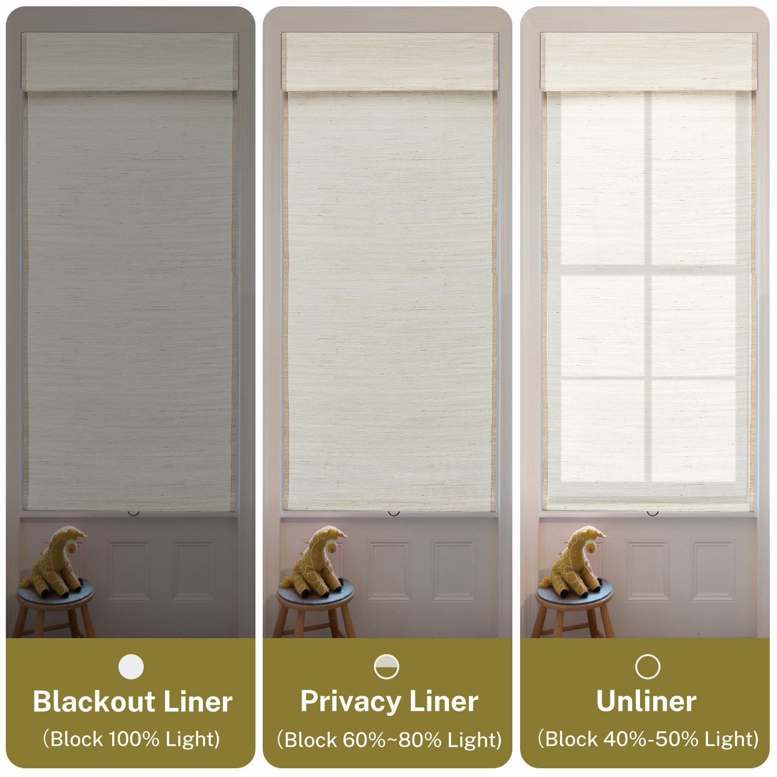 moonice Moonice No Tools No Drill Cordless Roman Shades for Window Blackout, Natural Woven Fabric Privacy Room Darkening Blinds, Thermal Insulated Easy Install Roman Blind Window Blinds Treatment, Beige