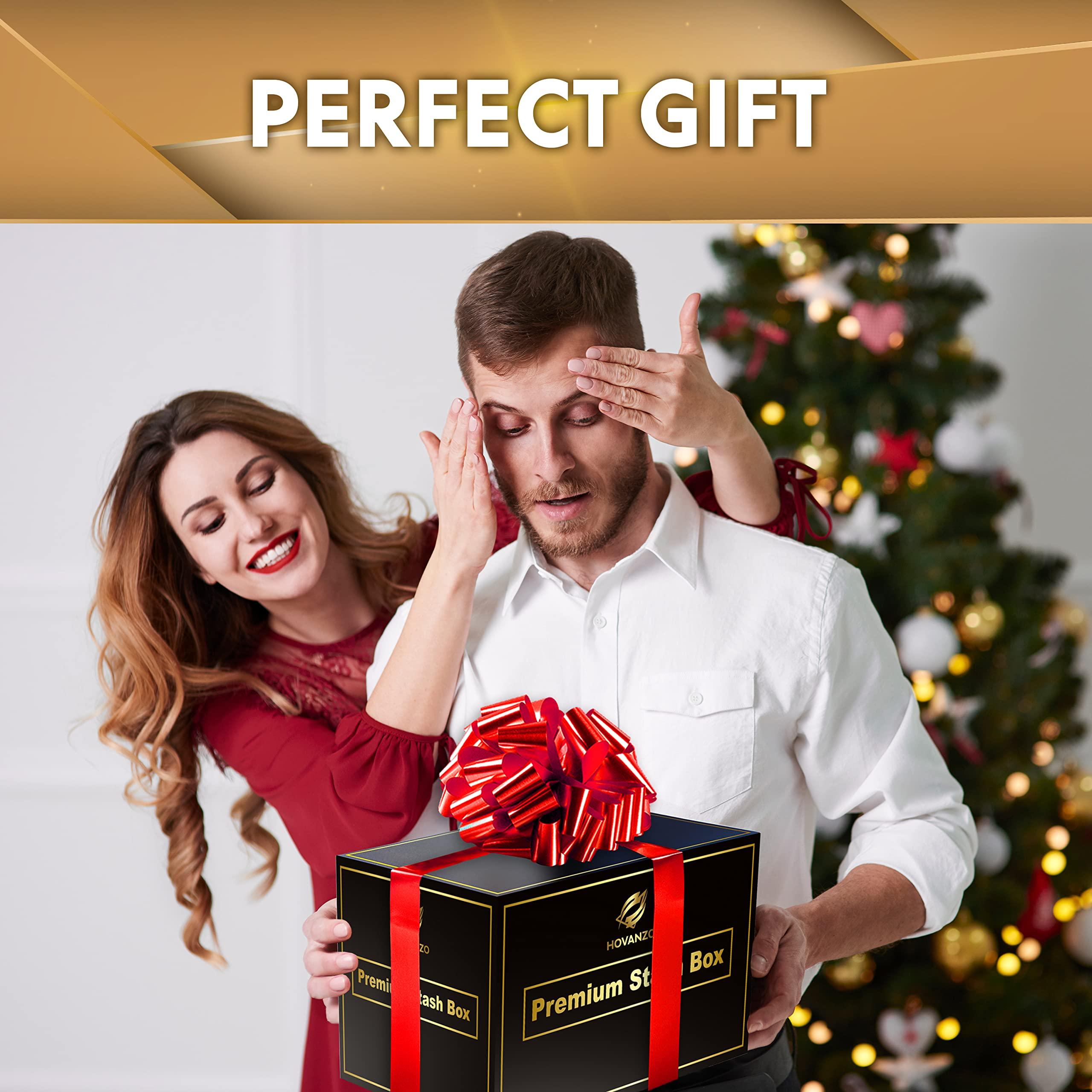 HOVANZO HOVANZO Premium Large Bamboo Box - Decorative Box Wooden Locking Storage Box with Rolling Tray - Decorative Wood Box for Herbs and Accessories - Decorative Box Set with Combination Lock