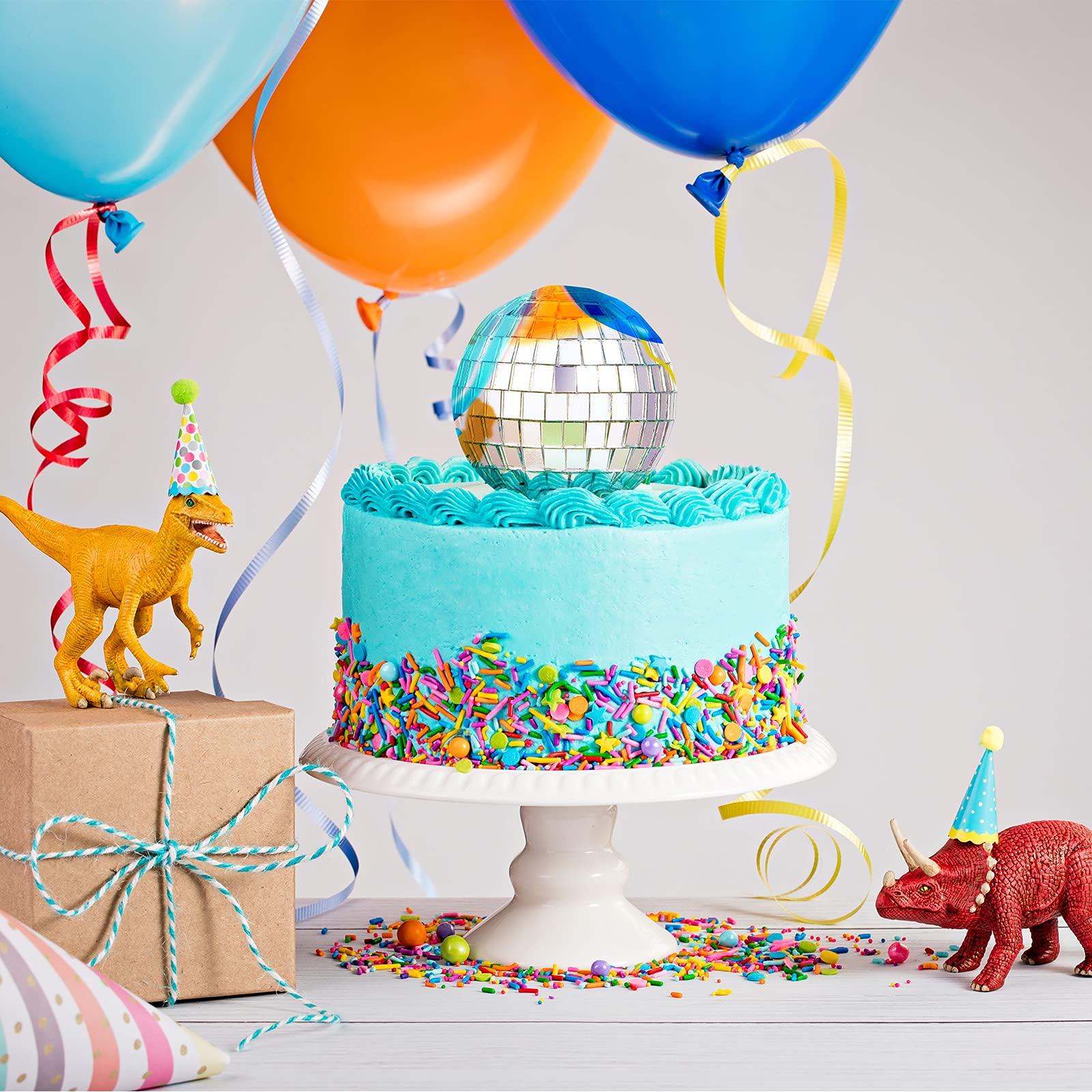 Jetec 11 Pcs Disco Balls Cake Toppers Birthday Party Decorations Small Disco Ball Table Centerpiece Decor for 70s Themed Dance Party Supplies (Silver)