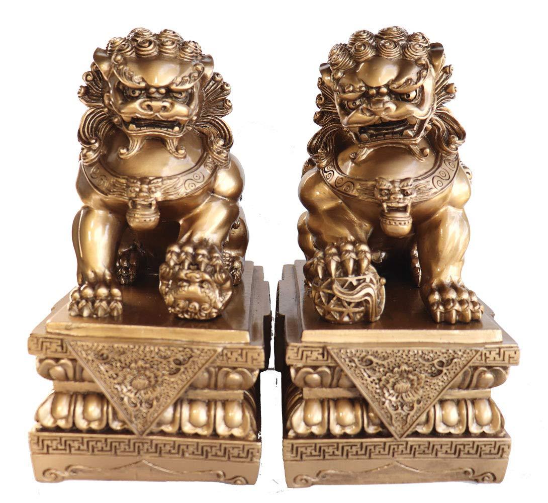 Feng Shui Import Feng Shui Import Pair of 9 Inch Golden Foo Dogs