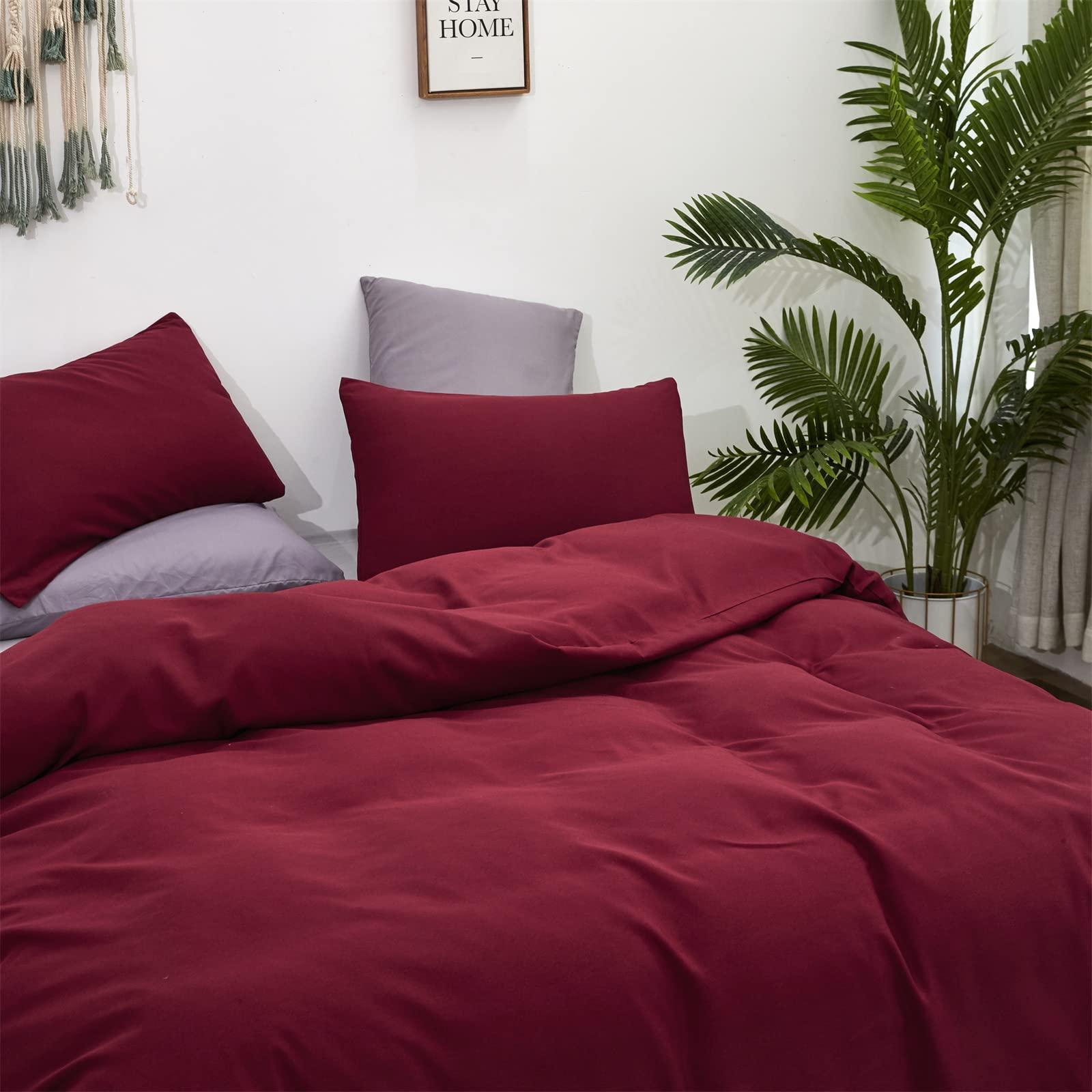 Luxlovery Luxlovery Burgundy Comforter Set Twin Maroon Dark Red Bedding Comforter Set Wine Red Soft Breathable Durable Blanket Quilts 3 Piece Burgundy Bedding Set for Teens Kids Twin Bed