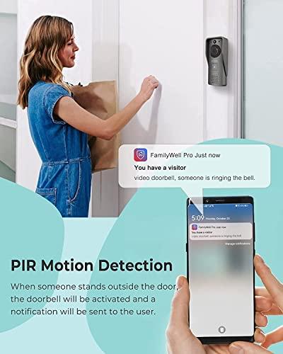 Ecoey Ecoey Video Doorbell Camera, Smart Wi-Fi Video Doorbell Wired with Two-Way Audio, Video Doorbell with 1080P HD, PIR Motion Detection, Removable TF Card, Doorbell Camera AC Powered, GW1003, 1PACK