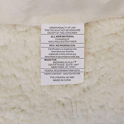 Elegant Comfort Elegant Comfort Premium Quality Heavy Weight Micromink Sherpa-Backing Reversible Down Alternative Micro-Suede 3-Piece Comforter Set, Queen, Ivory