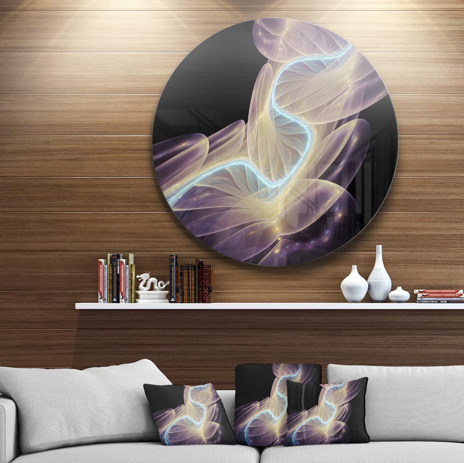 Design Art Designart Elegant Fantasy Fractal Design-Abstract Print Metal Artwork-Disc of 38, 38x38-Disc of 38 inch, Purple