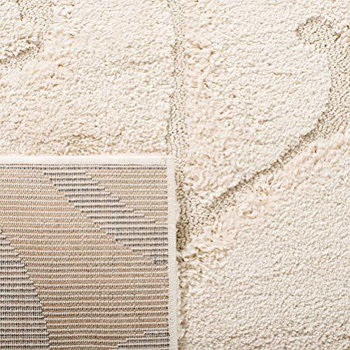 Safavieh SAFAVIEH Florida Shag Collection Area Rug - 6'7" Round, Creme & Creme, Scroll Design, Non-Shedding & Easy Care, 1.2-inch Thick Ideal for High Traffic Areas in Living Room, Bedroom (SG455-1111)