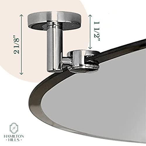 Hamilton Hills Hamilton Hills 24x36 inch Frameless Oval Pivot Wall Mirror with Black Rounded Wall Brackets | Large Circular Tilt & Pivoting Bathroom Mirror | Bedroom, Farmhouse Hanging Oval Wall-Mounted Vanity