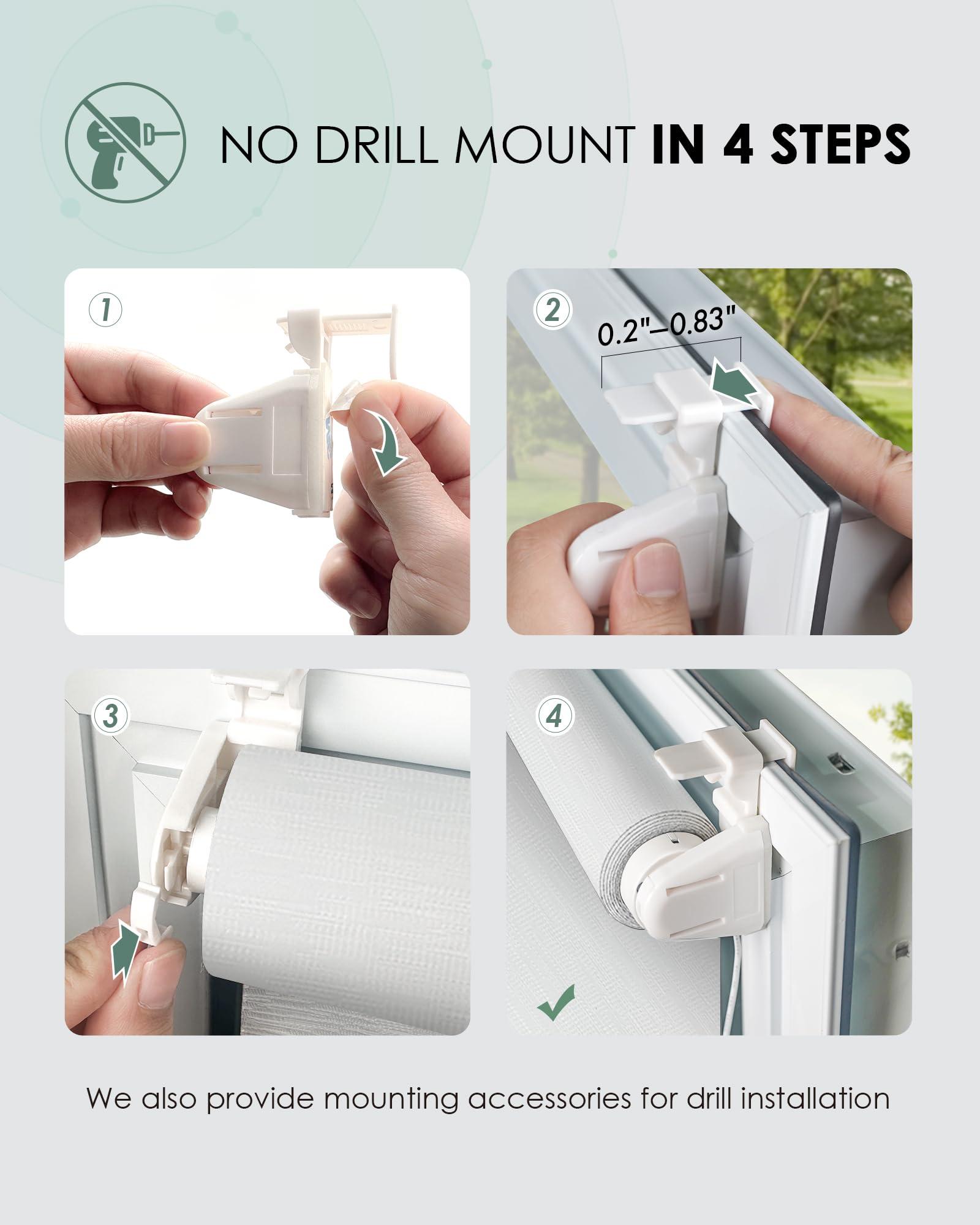 Yoolax Yoolax Motorized Blinds with Remote, No Drill Cordless Electric Shades for Windows Light Filtering Automatic Window Shades App Control, Custom Size(50% Shading-Jacquard White)