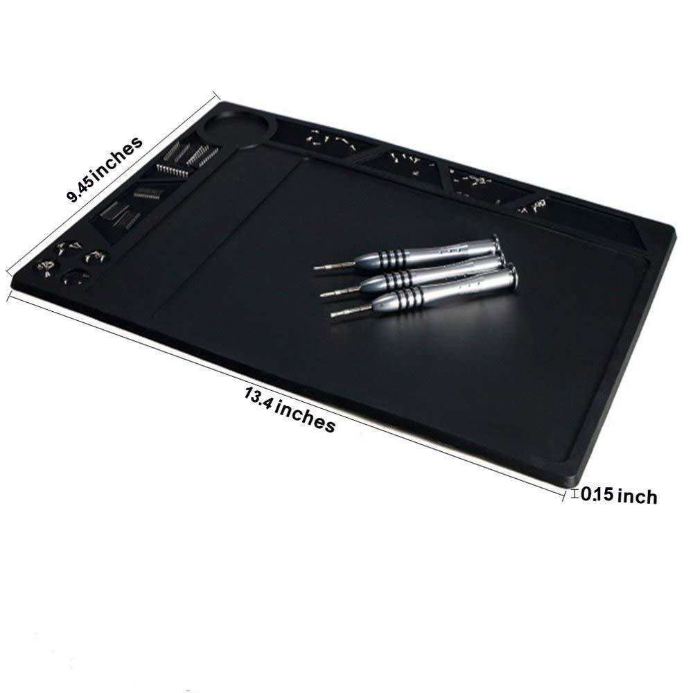 HLYD Soldering Mat, 13.4inch x 9.5inch Work Mat, Heat Resistant Mat for Phone Repair, Heat Gun, Workbench, Table, Disassembly, Electronics, Circuit Board Soldering Kit etc