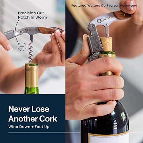 HiCoup Kitchenware Hicoup Wine Opener - Professional Corkscrews for Wine Bottles w/ Foil Cutter and Cap Remover - Manual Wine Key for Servers, Waiters, Bartenders and Home Use - Classic Rosewood
