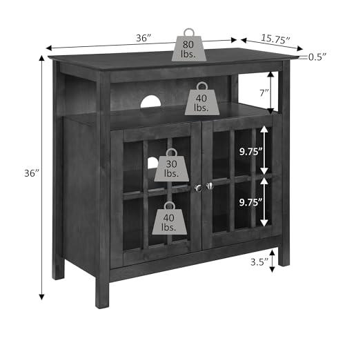 Convenience Concepts Convenience Concepts Big Sur Highboy TV Stand 36" - Modern Entertainment Center For TVs up to 40", Storage Cabinet for Dining, Living, & Family Room, Console Hall Table with Shelves, Cherry