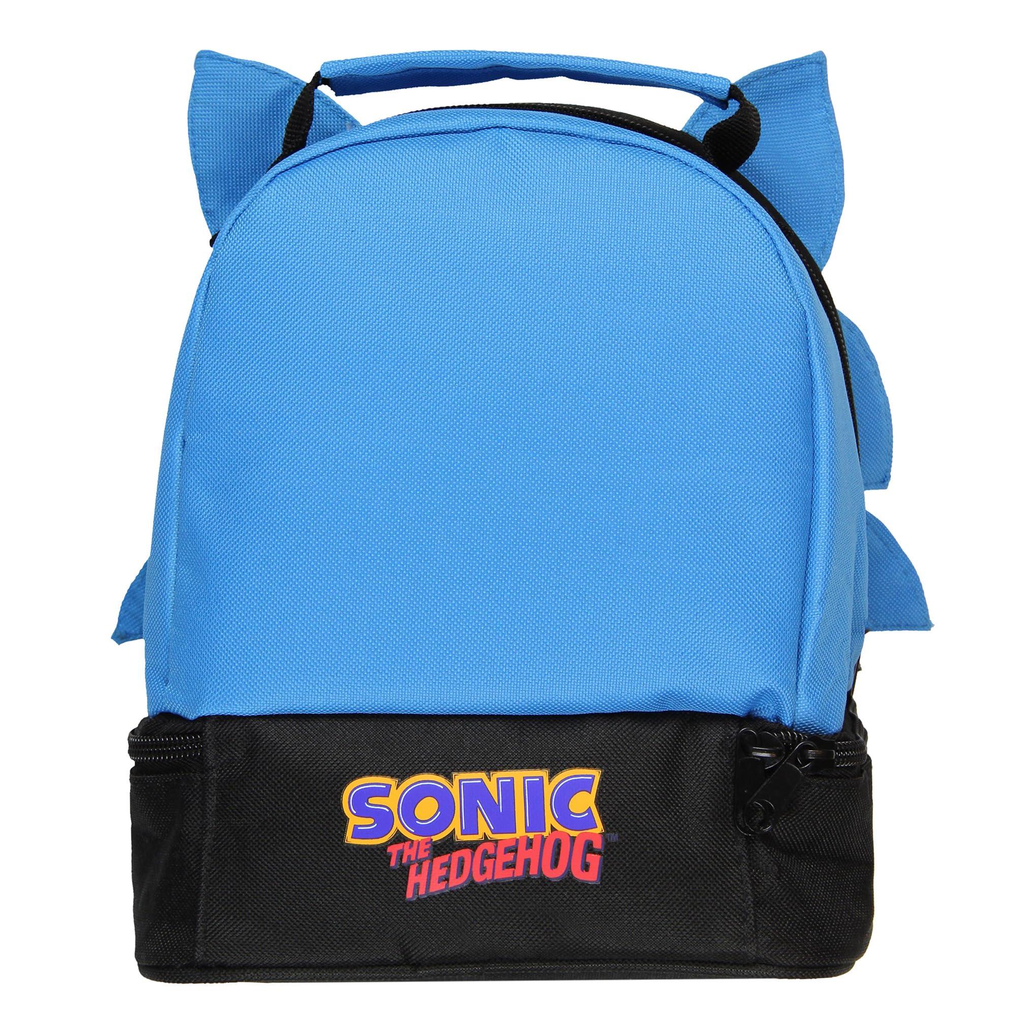 Bioworld Sega Sonic the Hedgehog Lunch Bag Big Face Dual Compartment Lunch Box Kit