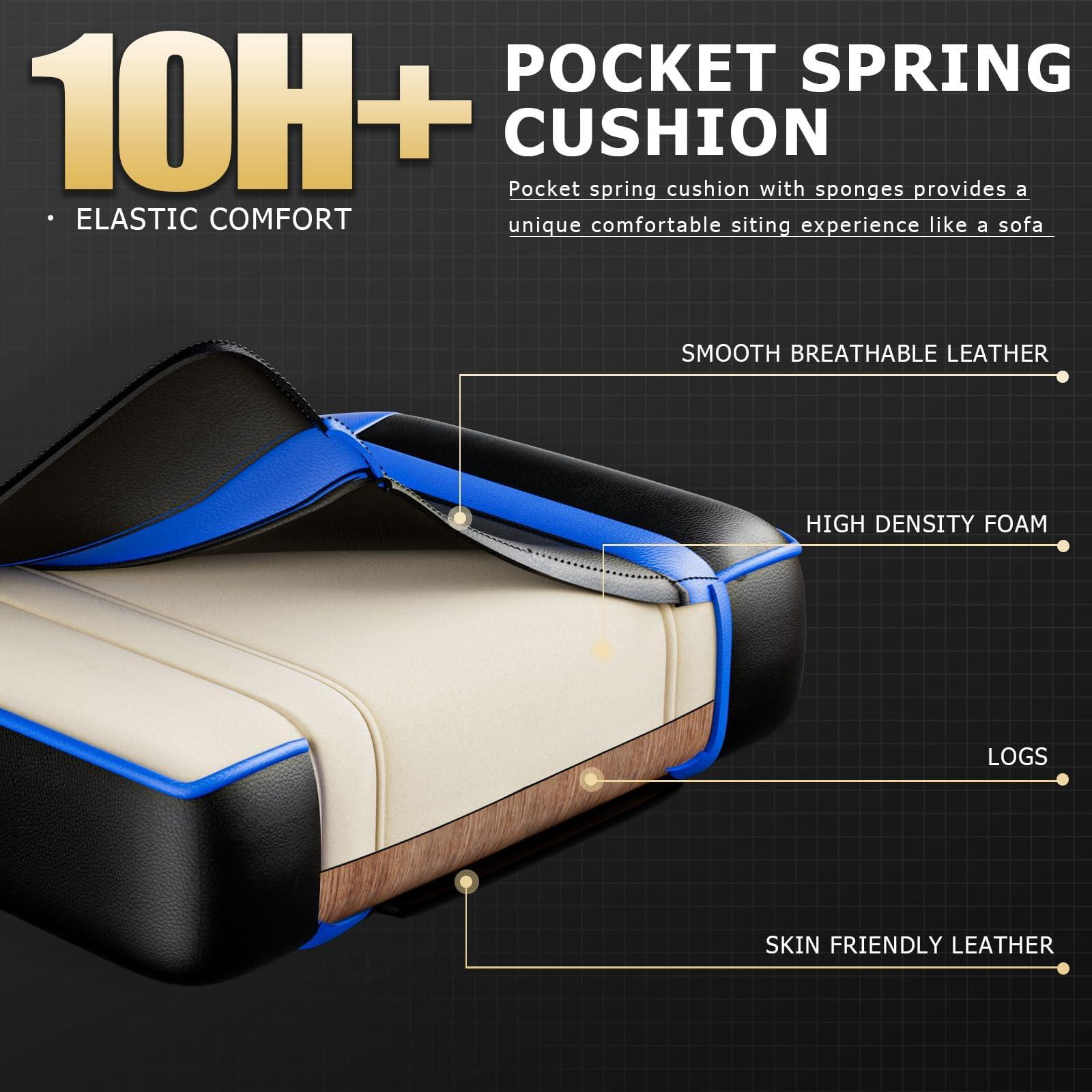 HOTOSYCH HOTOSYCH Gaming Chair, Ergonomic Video Game Chair for Adults, Comfortable Computer Chair with Footrest and Lumbar Support, Height Adjustable Gamer Chair for Office 350LBS, Blue