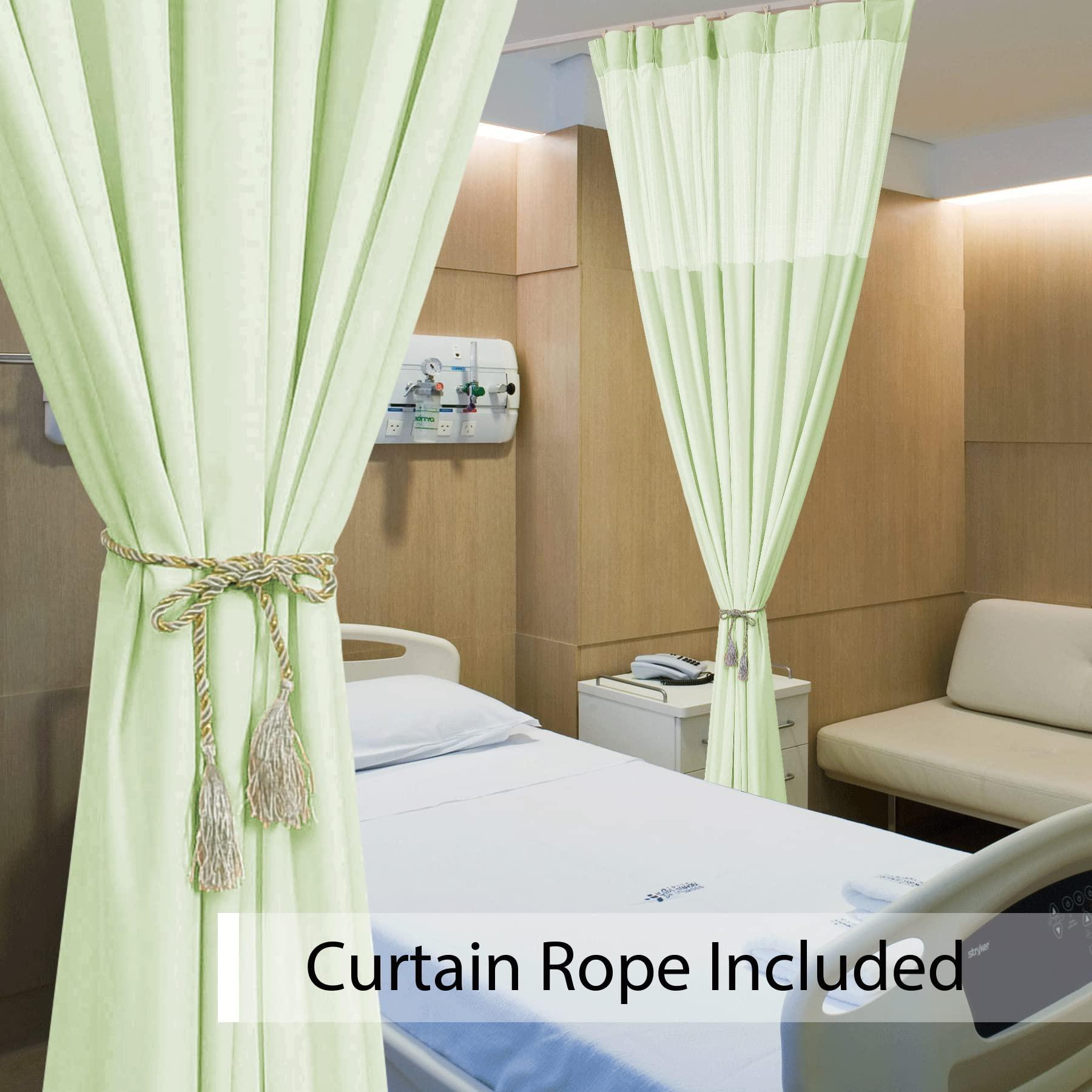 Fcosie Fcosie Extra Wide 15ft Wide x 8.5ft Tall Hospital Room Divider Curtains Pinch Pleat Green, Cubicle Curtain Panel, Medical Grade Privacy Curtain with Mesh Top, Hospital Bed Divider Curtain, 1 Panel