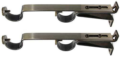 Urbanest Urbanest Long Double Drapery Curtain Window Rod Bracket Holder, Up to 1.25" Rod - Antique Brass, 2 Pieces