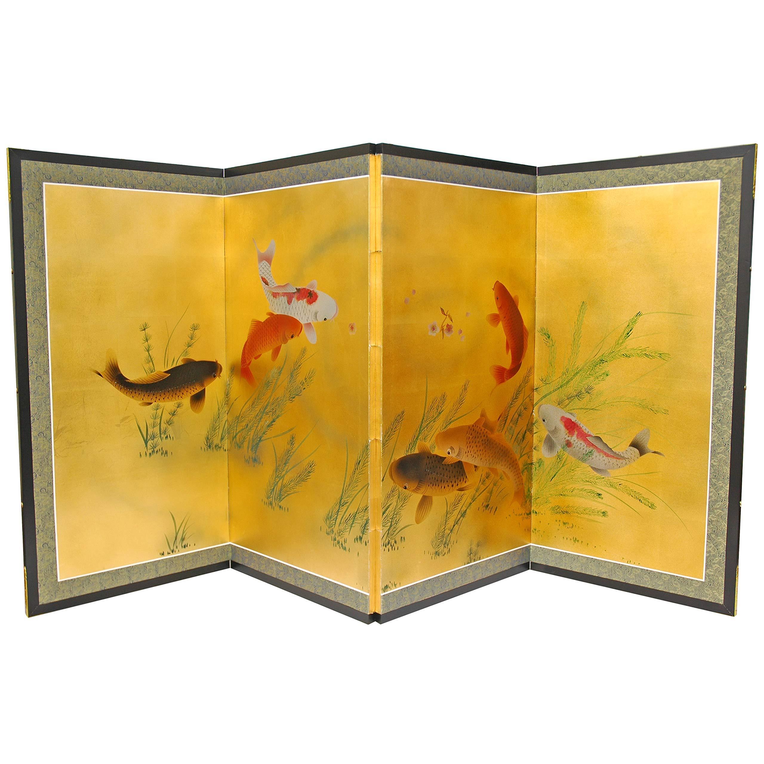 ORIENTAL Furniture Red Lantern 36\" x 72\" Gold Leaf Seven Lucky Fish