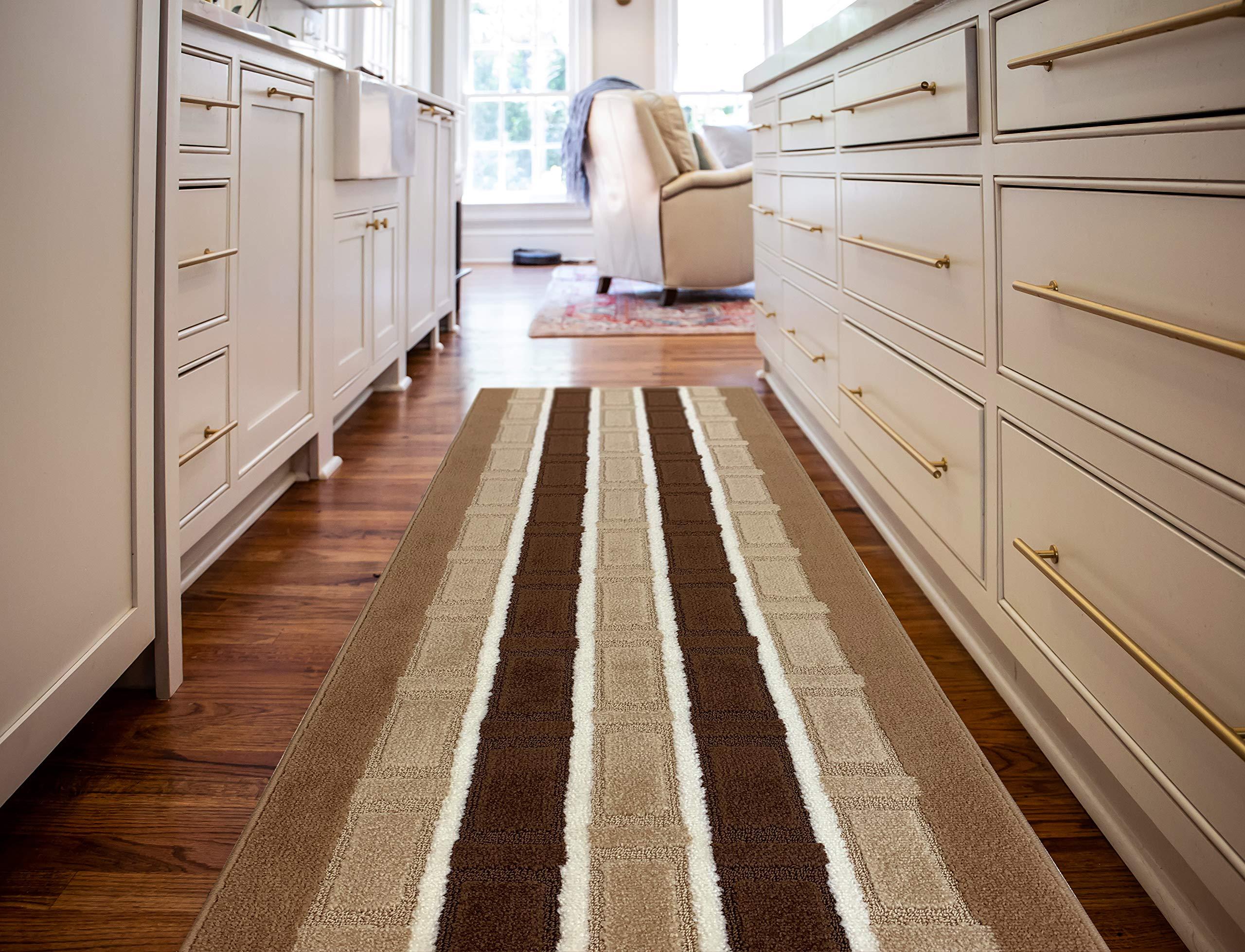 REMNAZ HOME DECOR Custom Length Special Size Non-Slip Carpet Runner Rug for Long Narrow Hallways, Prevent Slippery Cold Floors, Modern Multi, 25 \'\' X 17 \'