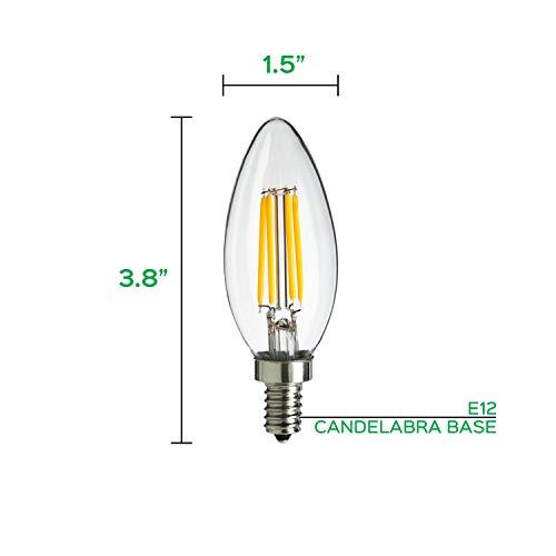 Maxlite MaxLite Candelabra LED Chandelier Bulbs, 40W Equivalent, Enclosed Fixture Rated, 300 Lumens, Dimmable Filament Candle Bulbs, E12 Base, Energy Star, Wet Rated, 2700K Soft White, 6-Pack